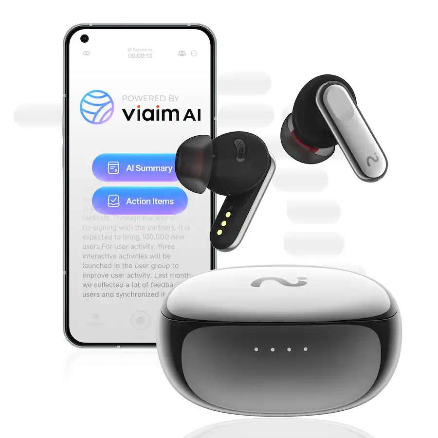 Recording Transcipt Example VIAIM Nano+ AI Voice Recorder Earbuds Meeting Assistant with ...