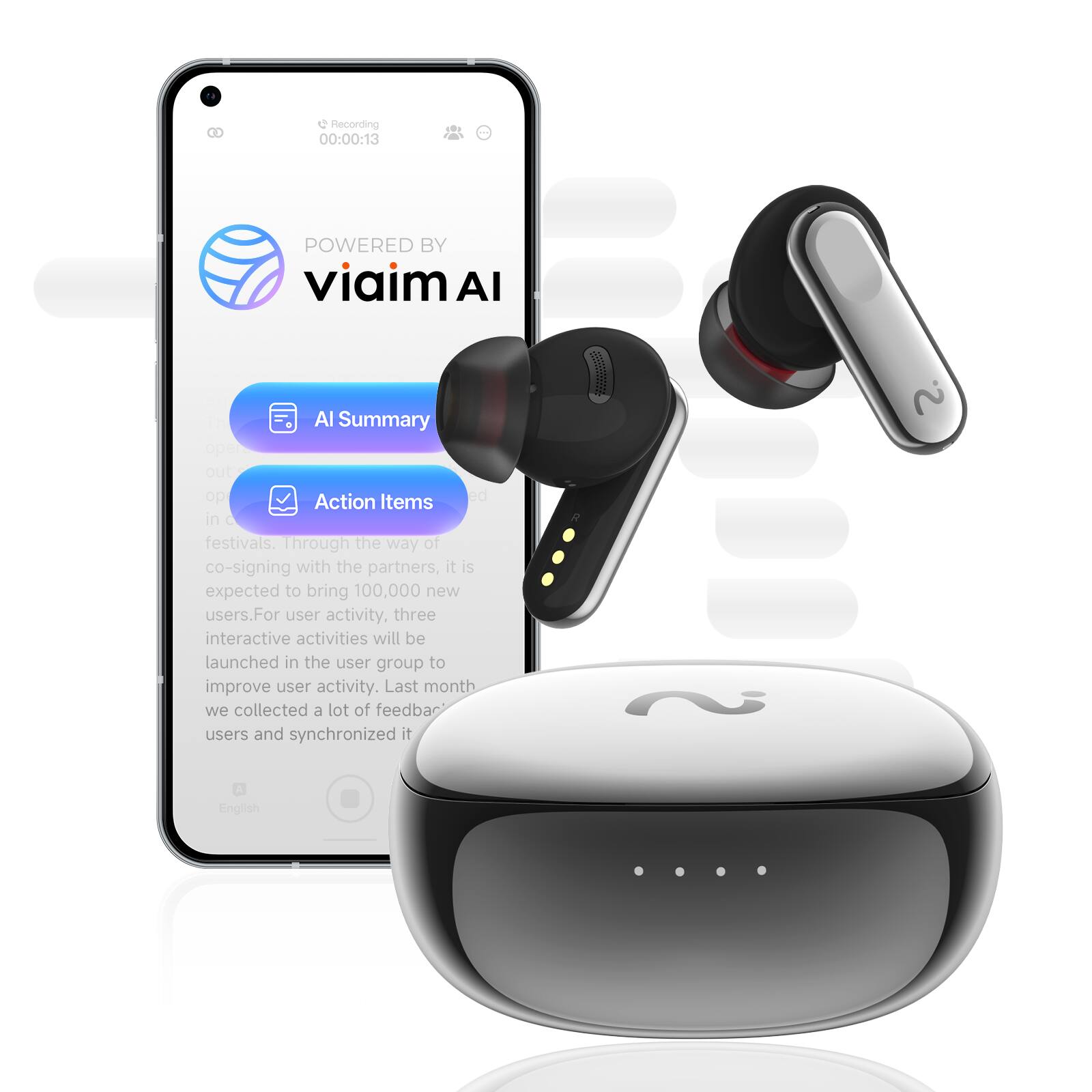 新品未使用　VIAIM NANO+ 翻訳　イヤホン　AI ヴィエイム　ナノプラス VIAIM Nano+ AI Voice Recorder Earbuds Meeting Assistant with