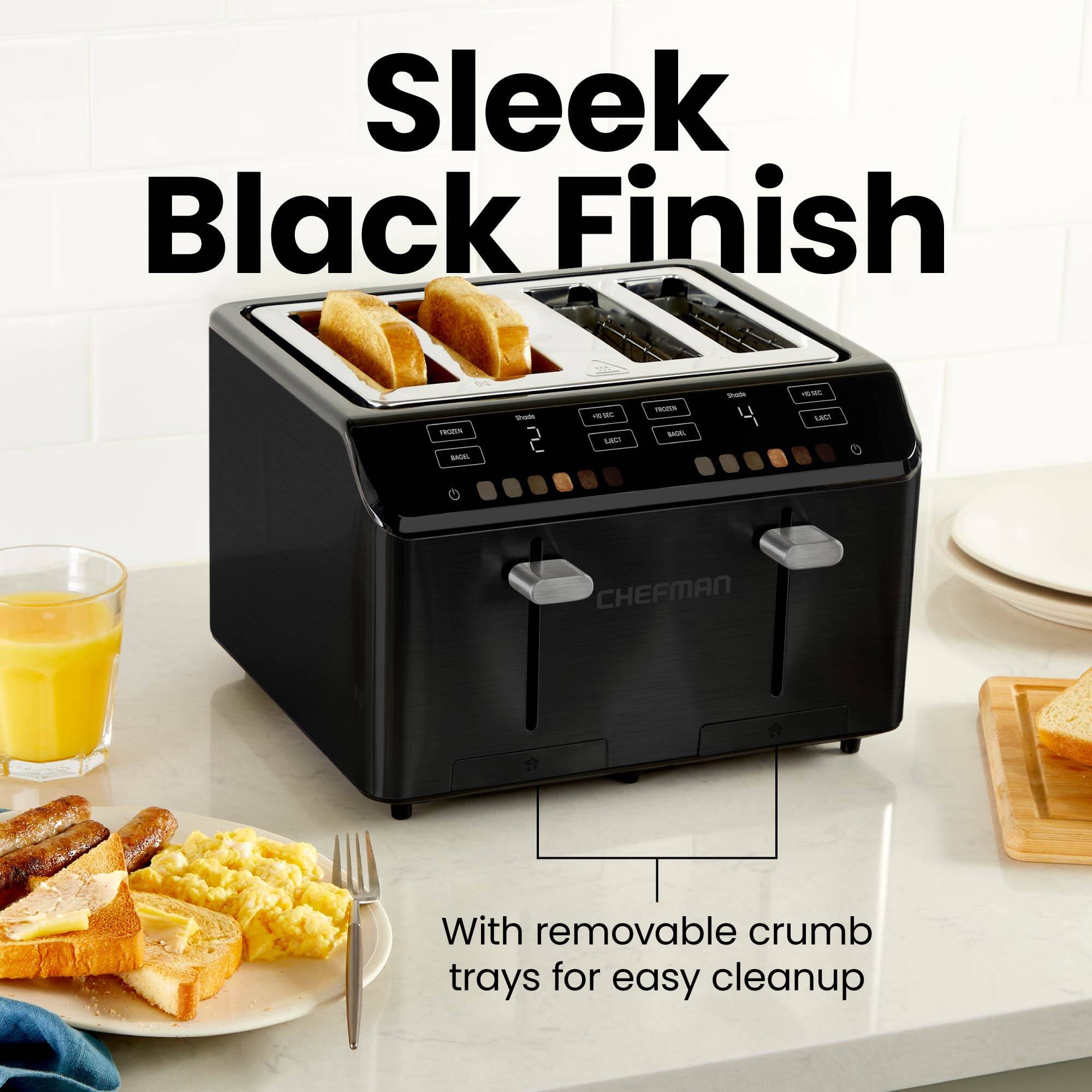 Sleek Black Finish
With removable crumb trays for easy cleanup