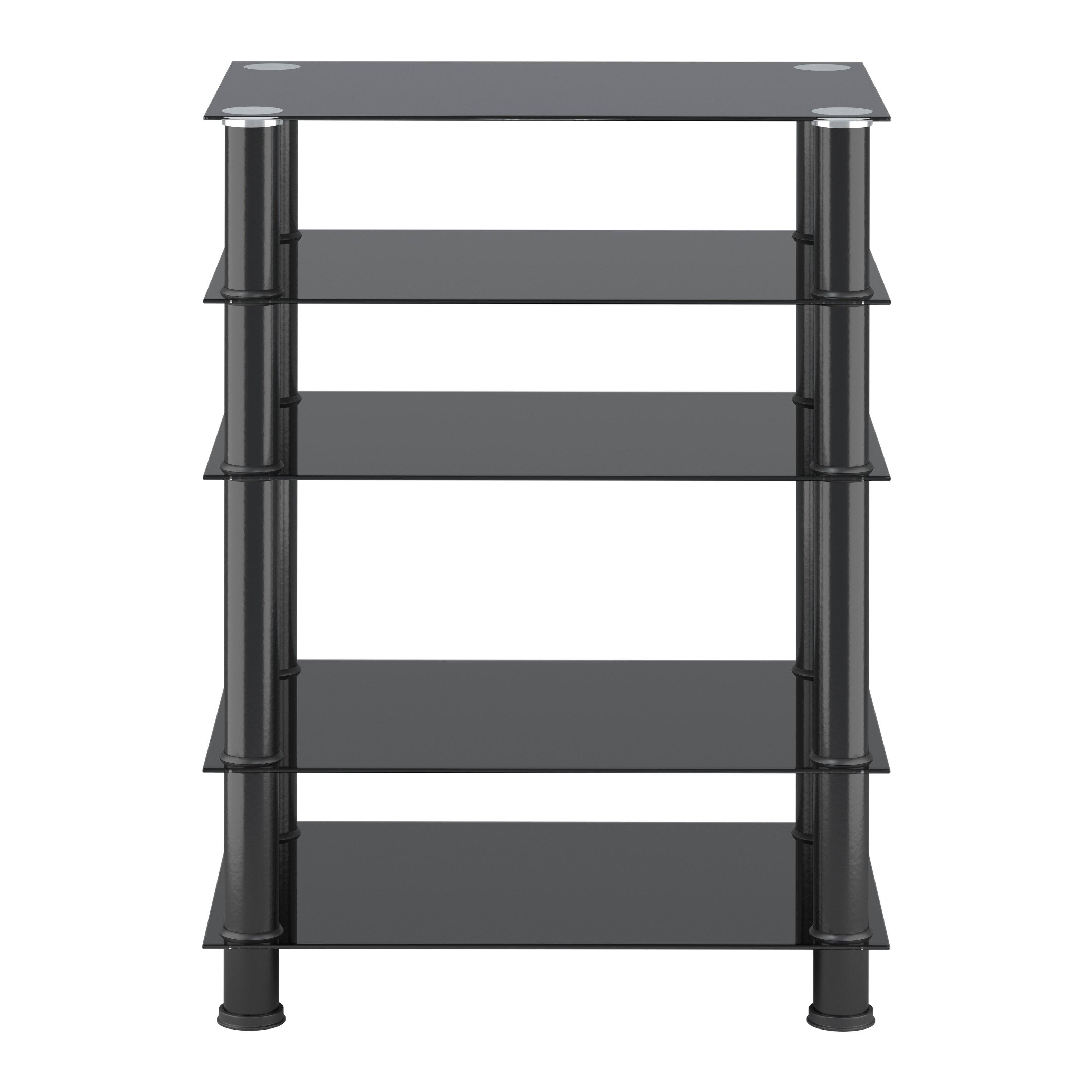 Back. CorLiving - CorLiving Laurent Black Tempered Glass and Metal Customizable 5-Tier Media Component Stand - Black.