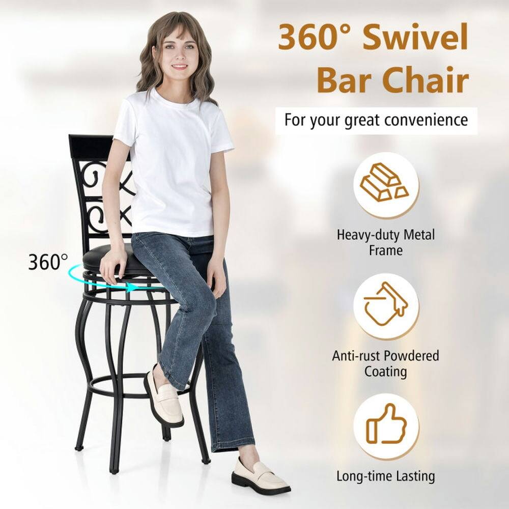 360° Swivel Bar Chair

For your great convenience

- Heavy-duty Metal Frame
- Anti-rust Powdered Coating
- Long-time Lasting