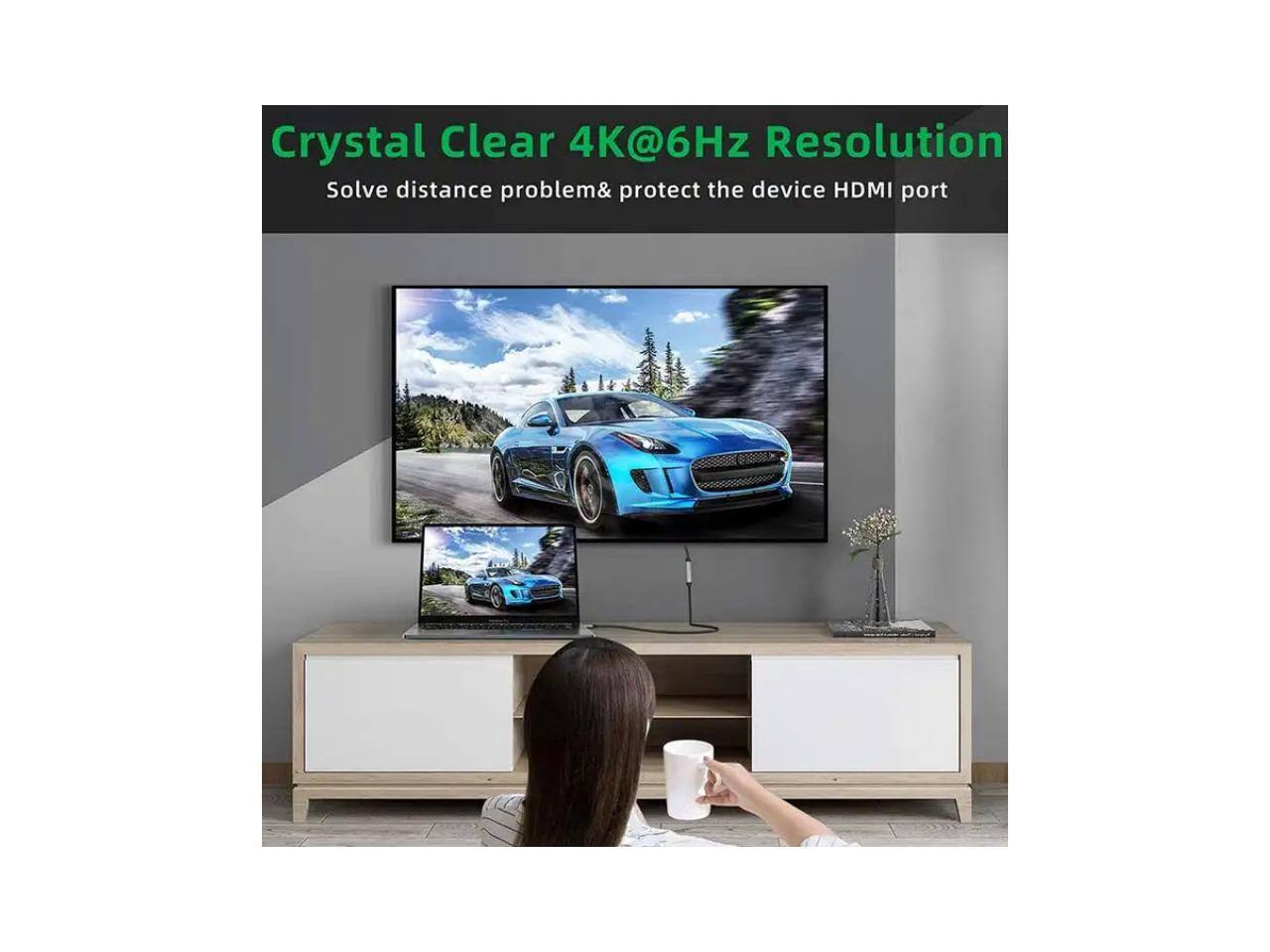 Crystal Clear 4K@6Hz Resolution  
Solve distance problem & protect the device HDMI port