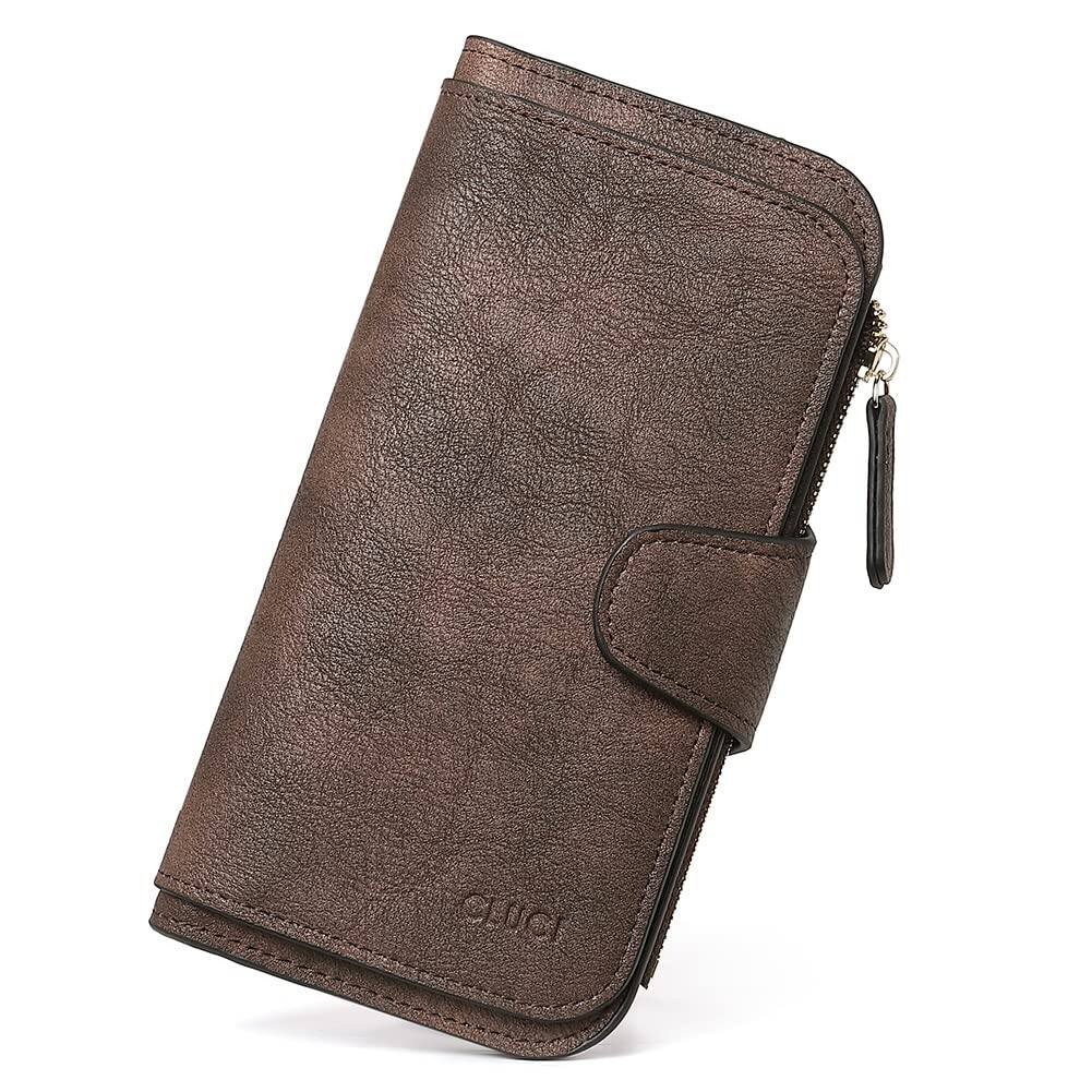 Jadie Link - Wallet Women Leather Rfid Blocking Womens Bifold Card Holder Ladies Clutch Window Main Materialwomen wallet made high - 2 Two-toned Coffee