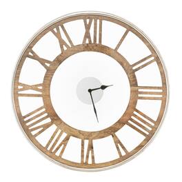 Hivvago - 16-inch Classic Farmhouse Roman Numerals Wall Clock - Natural Wood