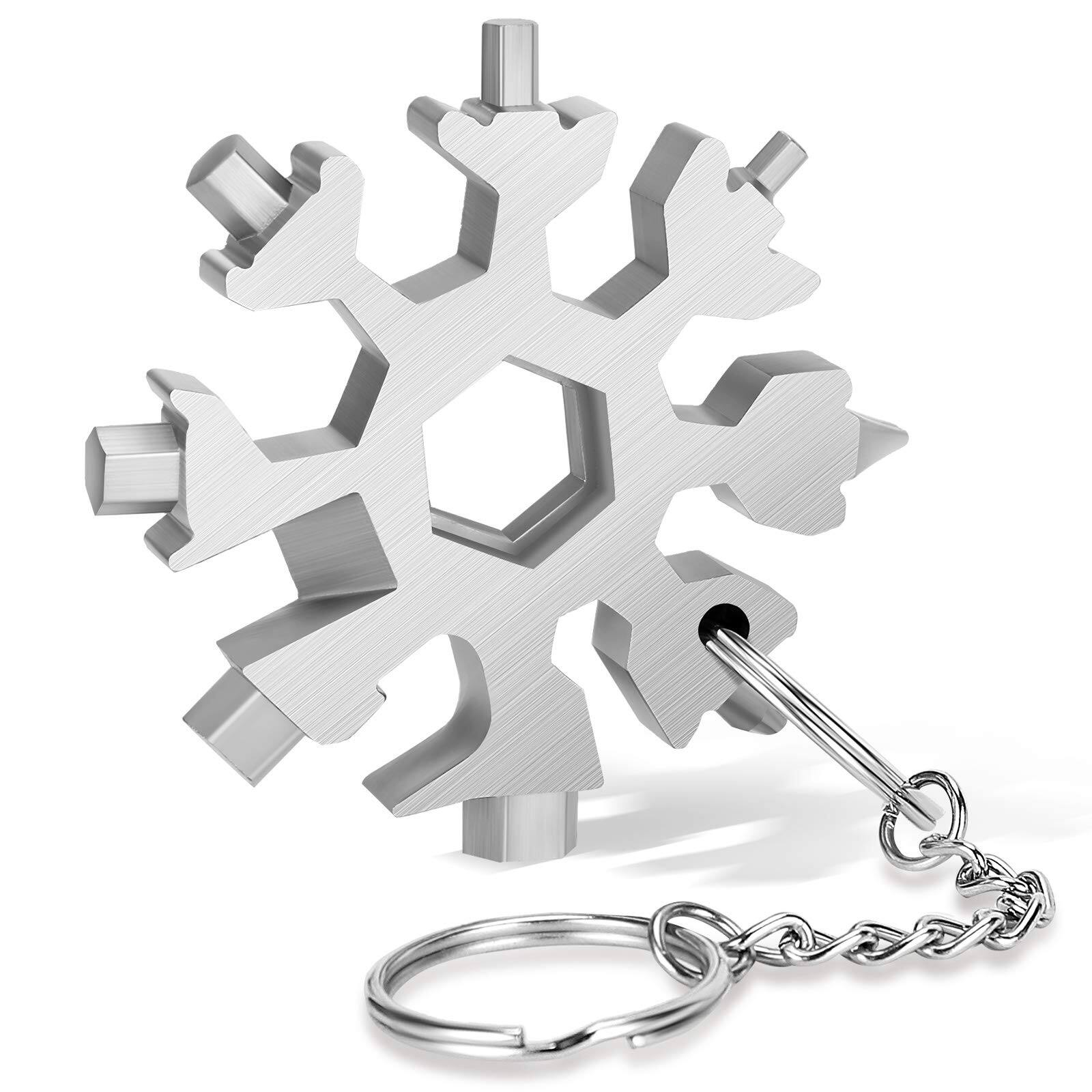 Front. Dapper Styles - 18-in-1 Snowflake Multi Tool Function Stainless Steel Bottle Opener wrench Flat Cross Kit Outdoor Durable And - silvery.