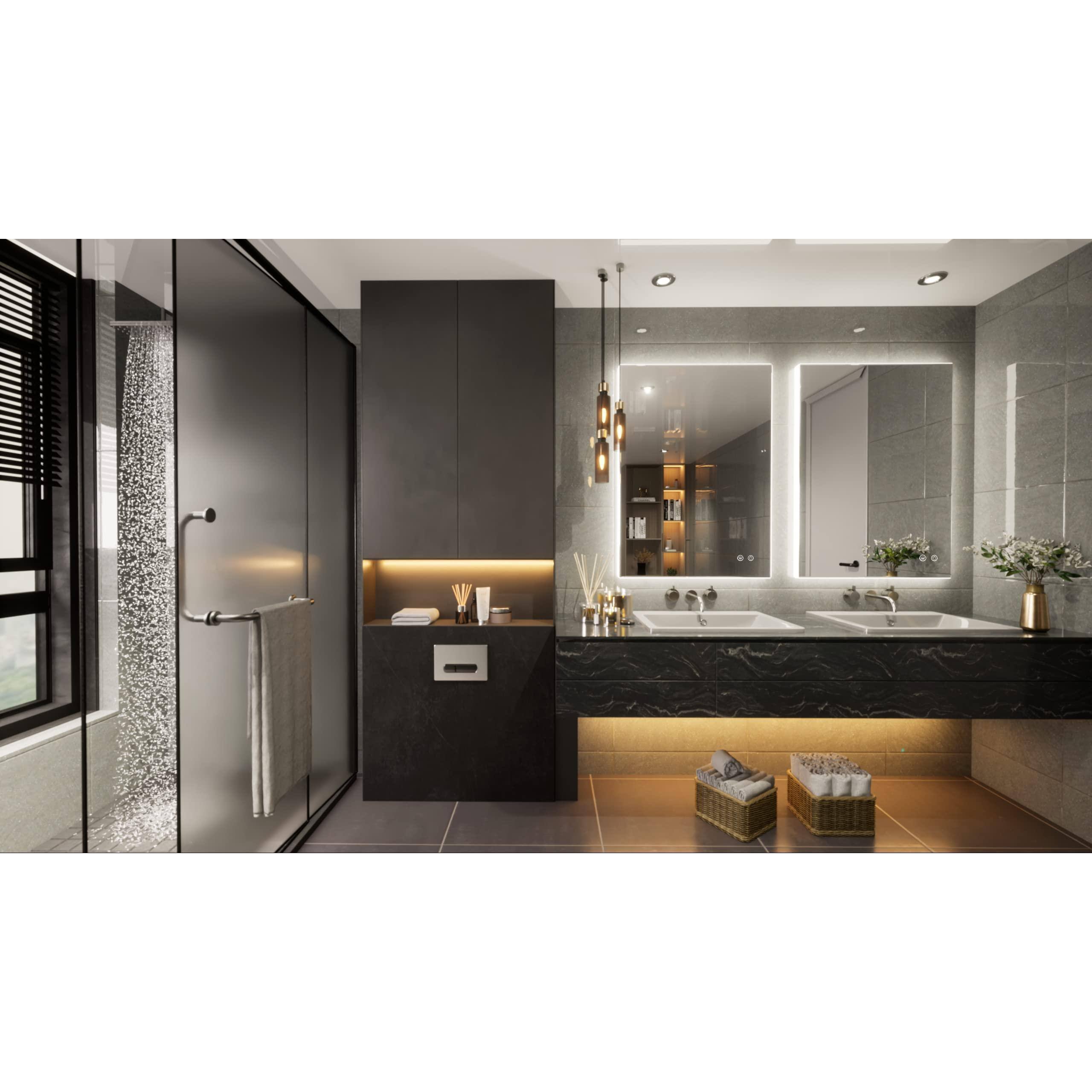 Earthley Blooms Backlit Mirror For Bathroom Vanity With Light Led Anti ...