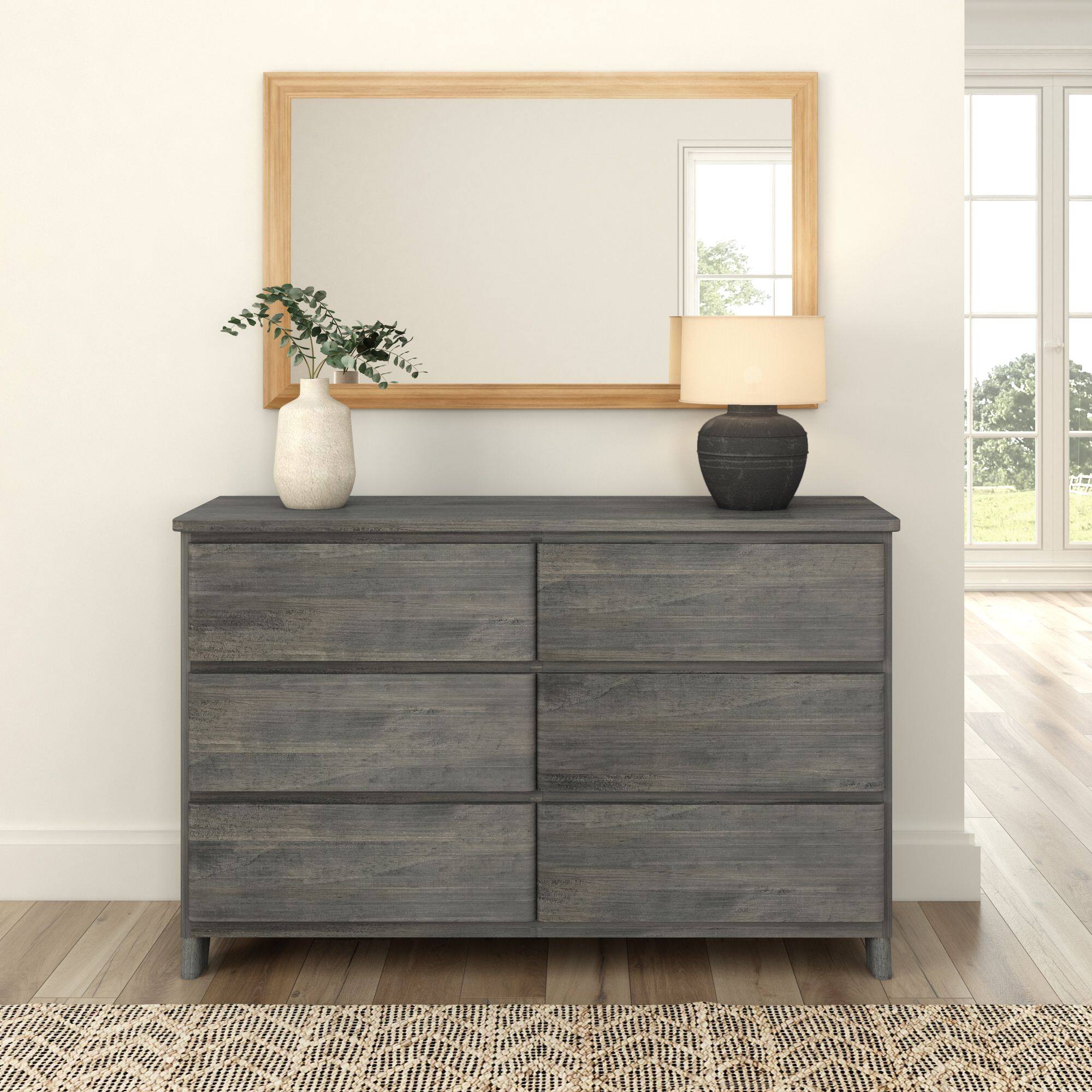 Alt View 1. Plank+Beam - Plank+Beam Modern Farmhouse 6 Drawer Dresser, Driftwood - Driftwood.