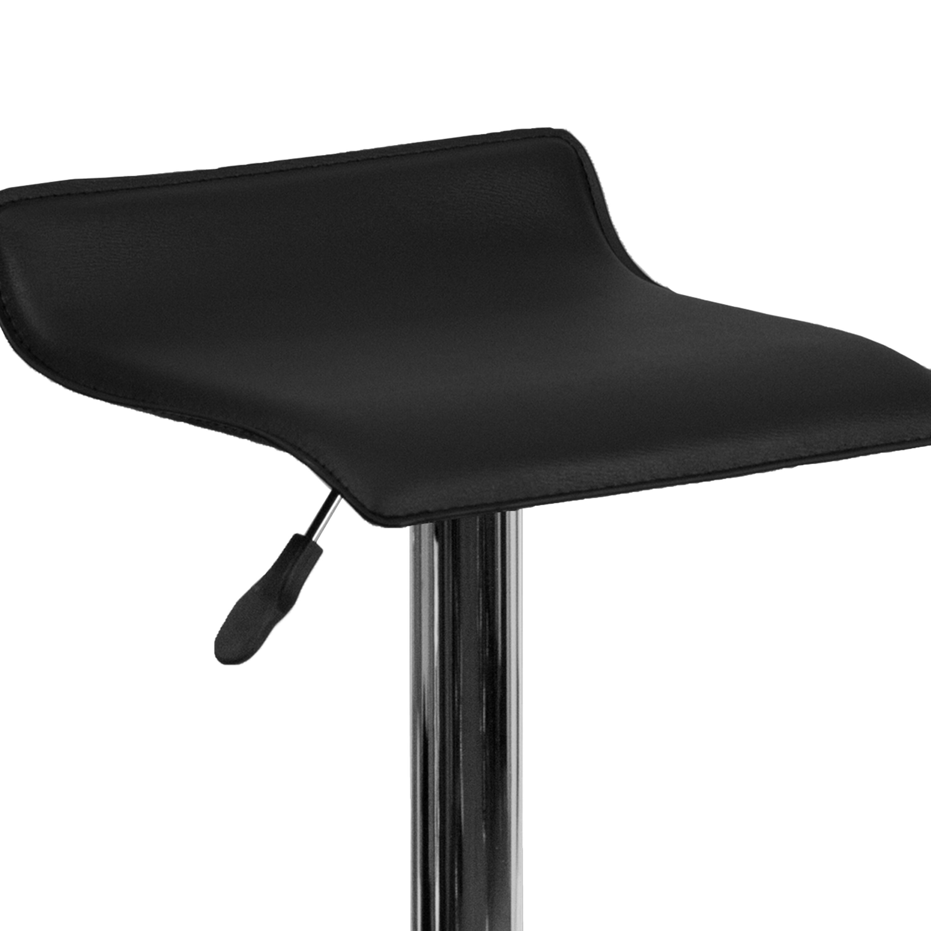 Alt View 9. Emma + Oliver - 2 Pack Contemporary Vinyl Adjustable Height Barstool with Solid Wave Seat and Chrome Base - Black.