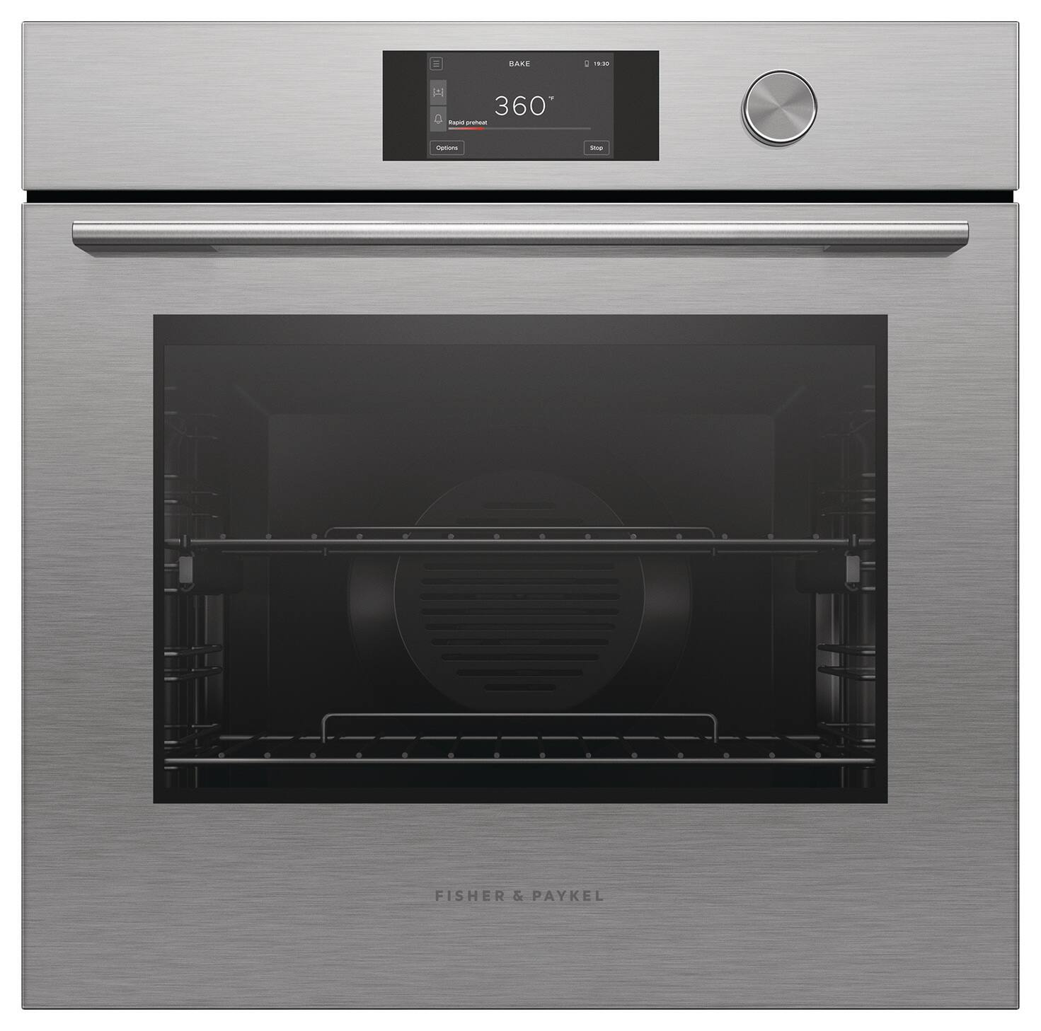 Fisher & Paykel - 24" 3 CF Single Built-in 5" Touchscreen W/Dial, Self Cleaning Oven - Brushed Silver