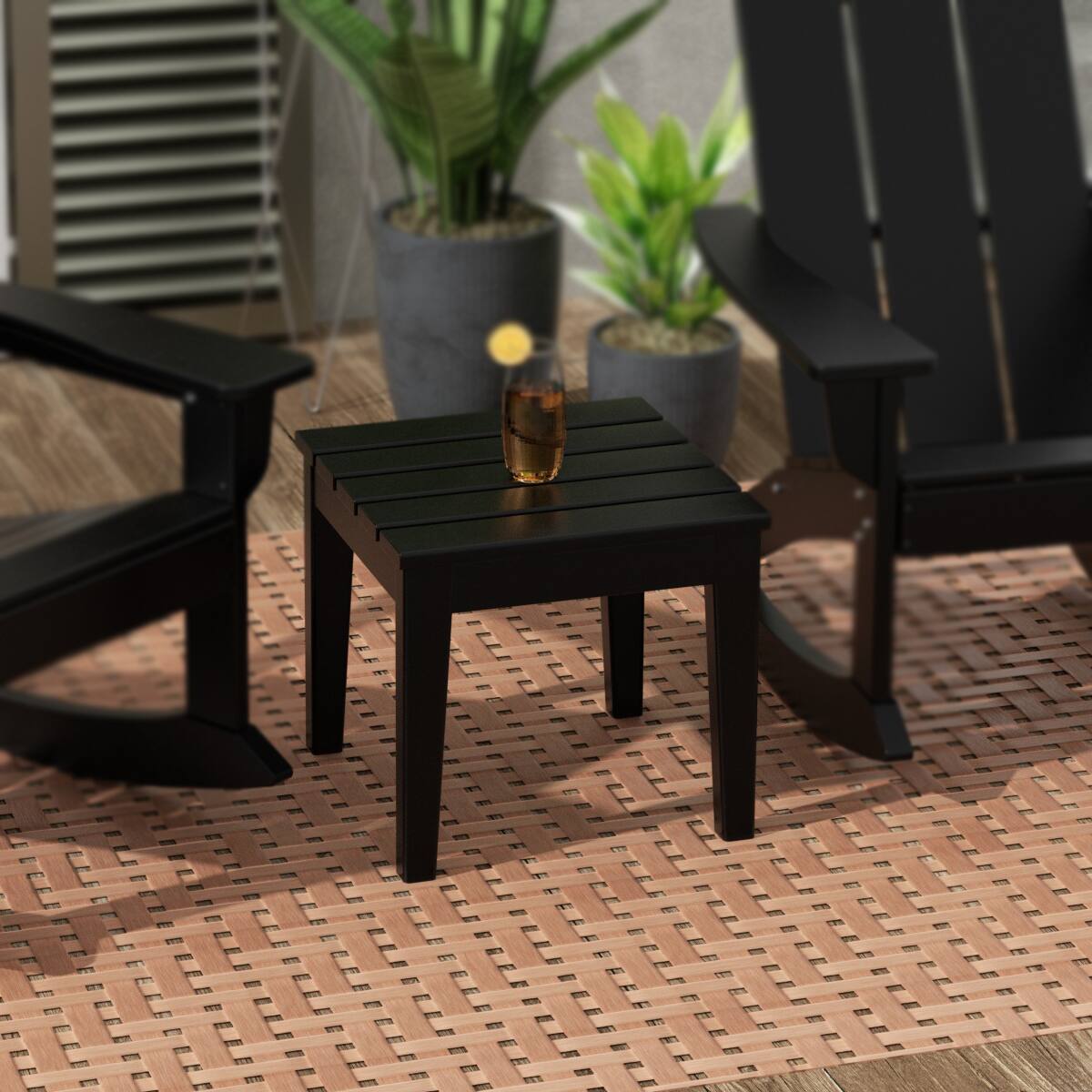 Angle. WestinTrends - WestinTrends Ashore Outdoor Patio Modern Adirondack Side Table - Black.
