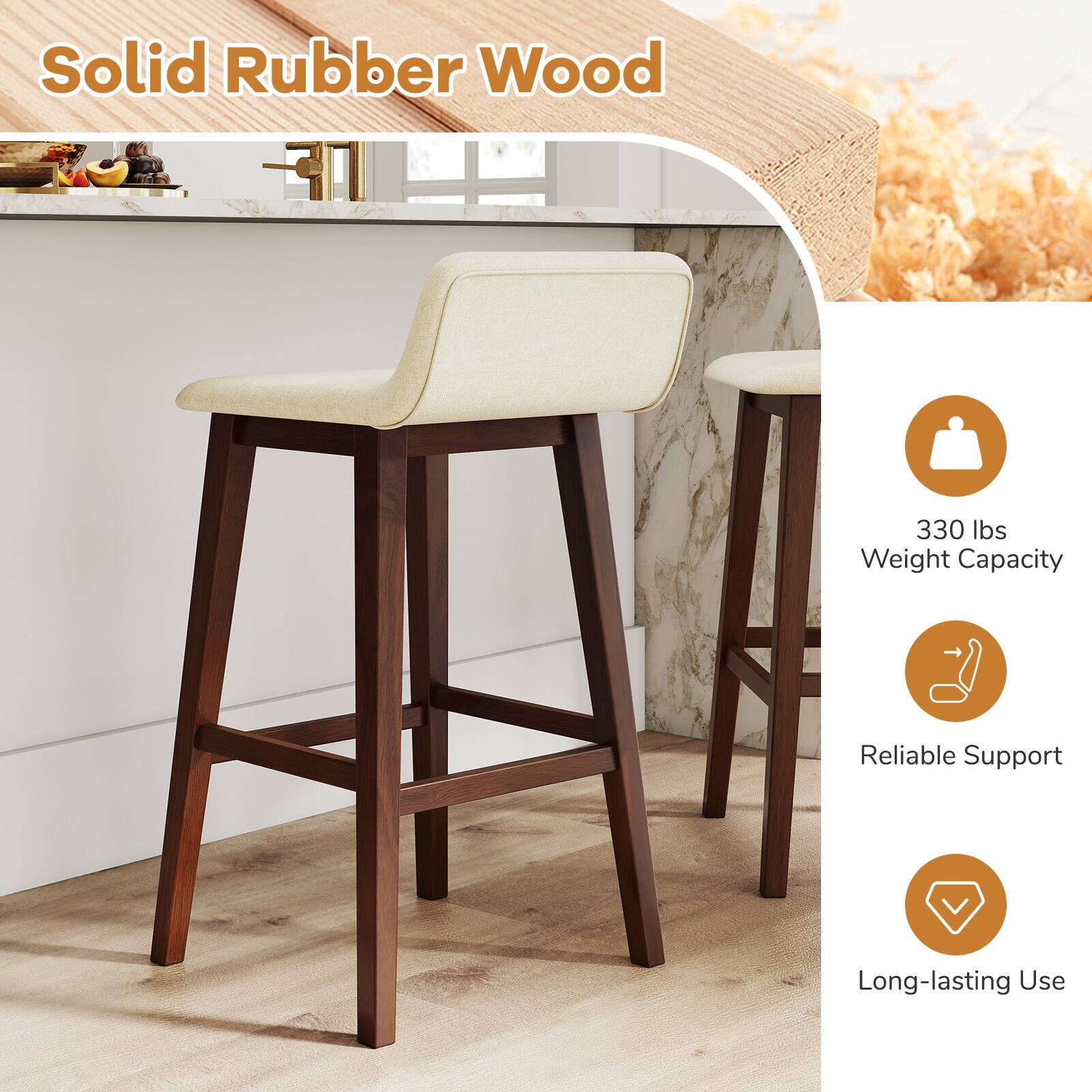 Solid Rubber Wood

- 330 lbs Weight Capacity
- Reliable Support
- Long-lasting Use