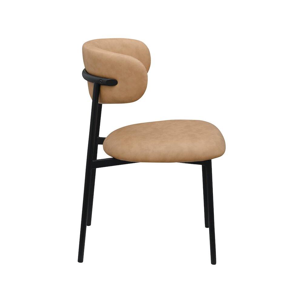 Alt View 3. Meridian Furniture - Lupita Tan Vegan Leather Dining Chair, Set of 2 - Brown.