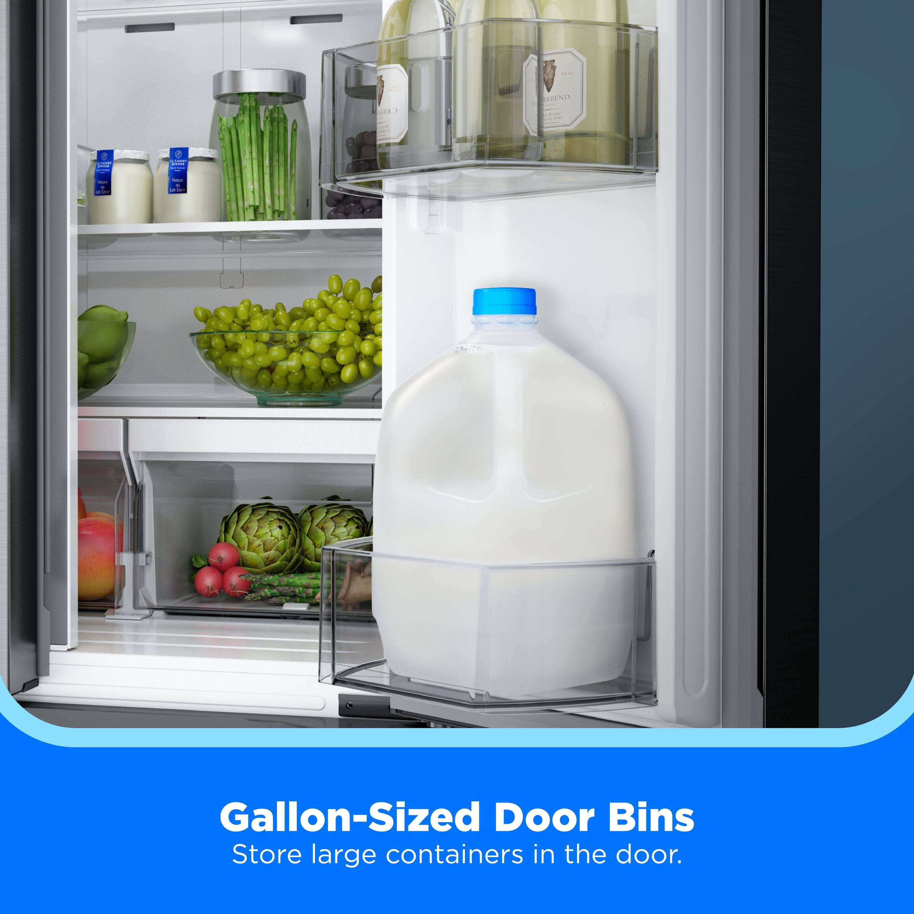 Gallon-Sized Door Bins  
Store large containers in the door.