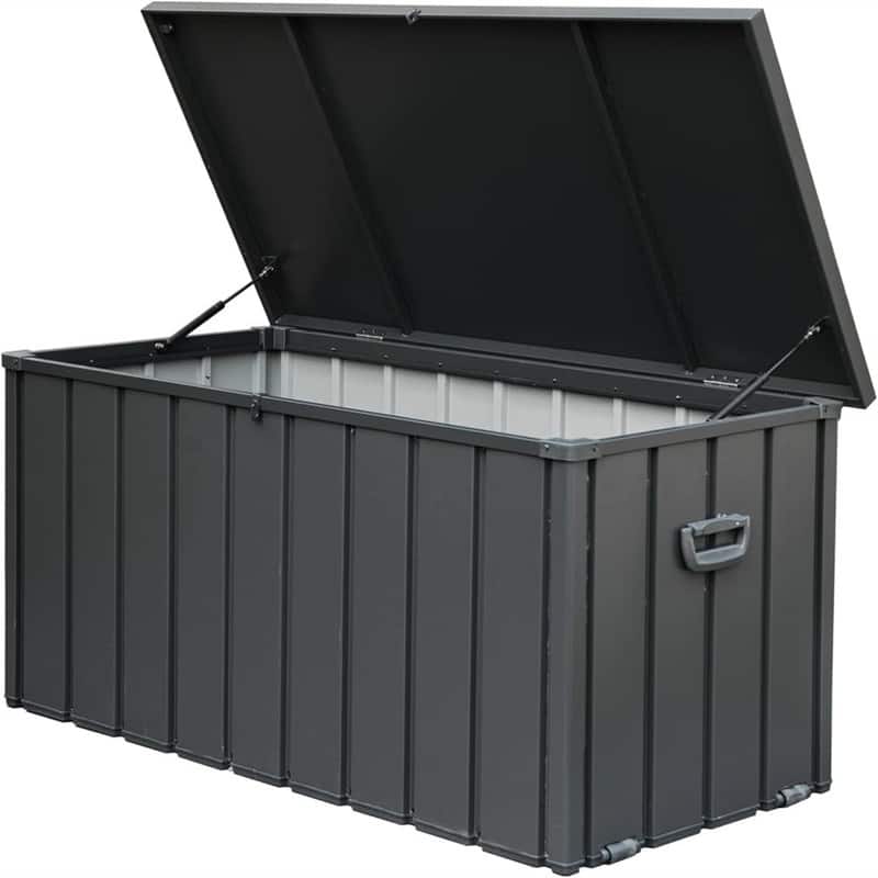 HTUTWOO - 120 Gallon Outdoor Storage Deck Box-Waterproof Large Patio Storage Bin for Outside Cushions Throw Pillows Tools,Lockable - Dark Gray