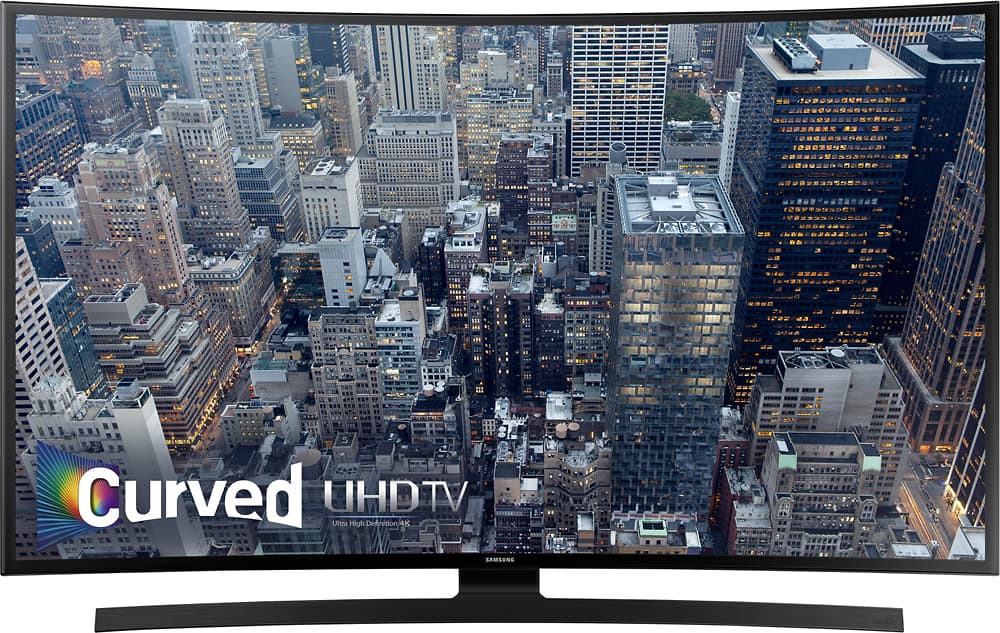 Front. Samsung - 55" Class (54.6" Diag.) - LED - Curved - 2160p - Smart - 4K Ultra HD TV - Black.