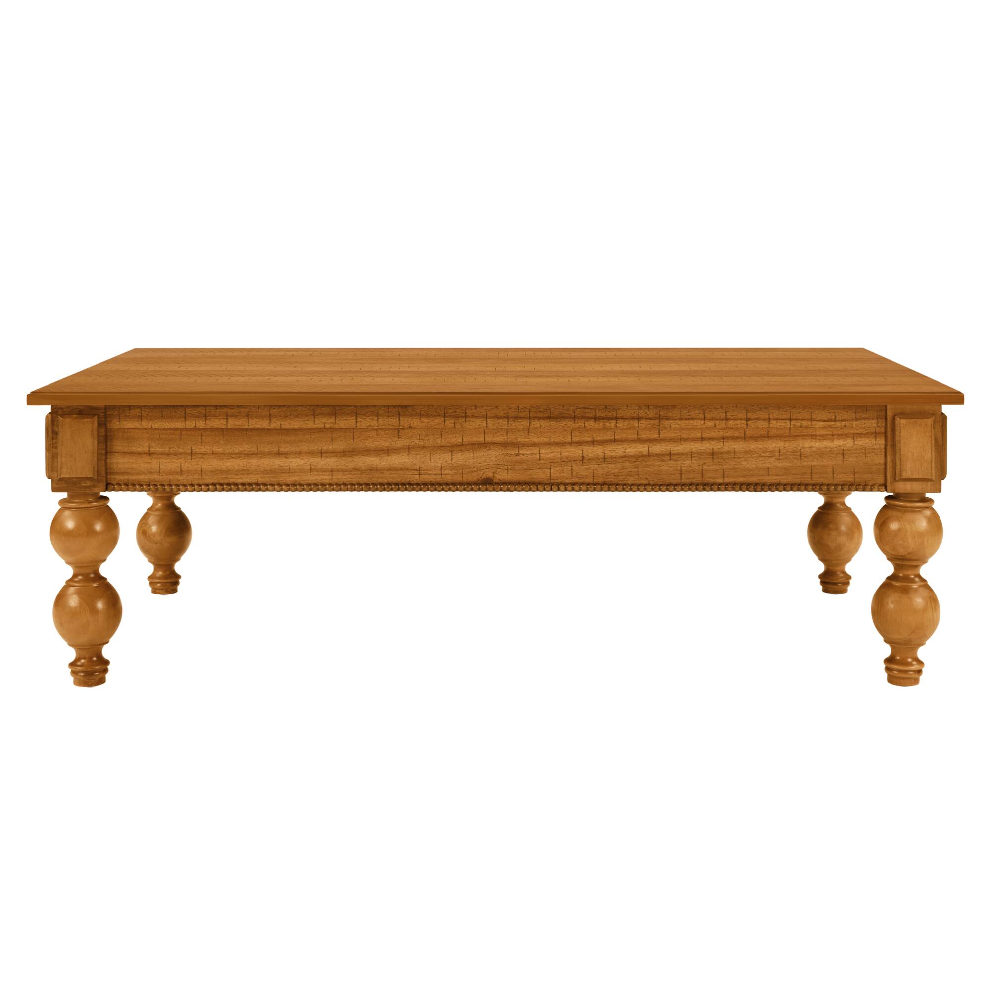 Alt View 10. GOODSILO - Vintage Rectangular Coffee Table with Storage Drawer and Solid Wood Gourd-Shaped Legs for Living Room - Natural.