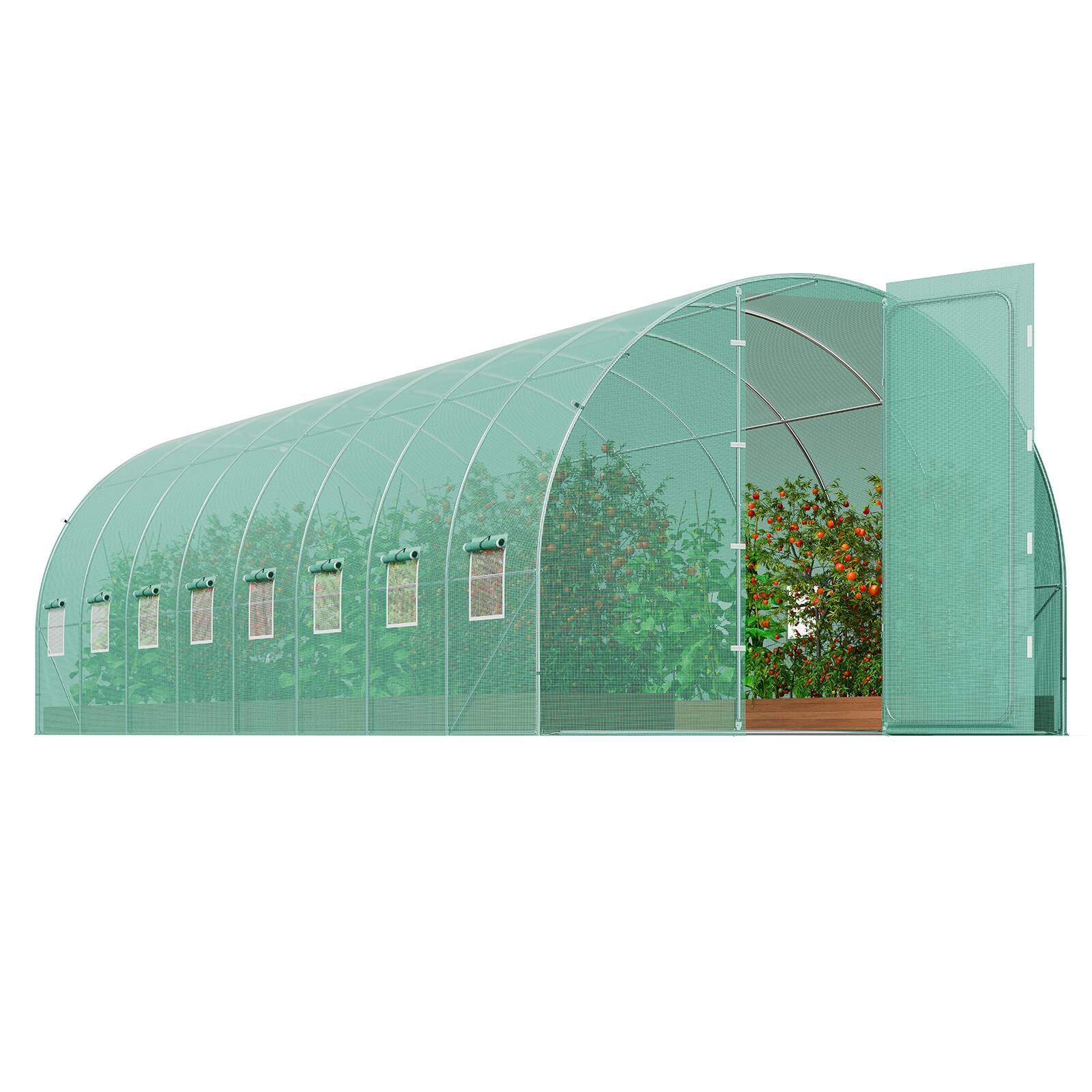 Alt View 5. VEVOR - Walk-in Tunnel Greenhouse, 27.4x9.5x7.4 ft Hoop House Greenhouse Tunnel, Plant Hot House with Galvanized Steel Frame - Green.