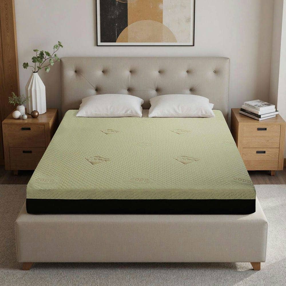 Kadyn - 12-Inch Queen Mattress - Copper Infused Cooling Gel Foam with 7-Zone Pressure Relief, Medium Firm, +Grey - Yellow