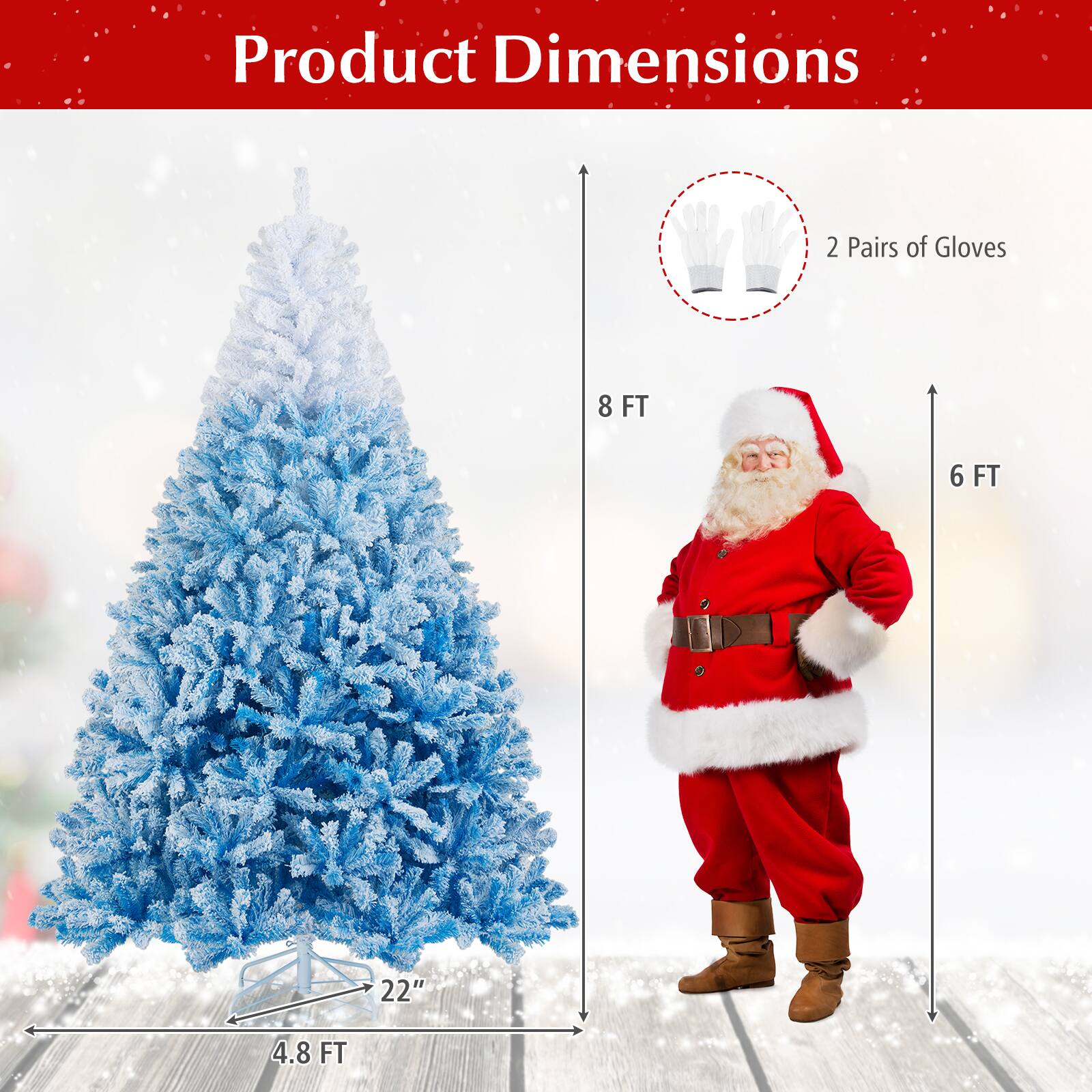 Product Dimensions

- 2 Pairs of Gloves
- 8 FT
- 6 FT
- 4.8 FT
- 22"