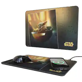 Keyscaper - Star Wars: The Mandalorian Portrait 15-Watt Wireless Charger and Mouse Pad - Grogu