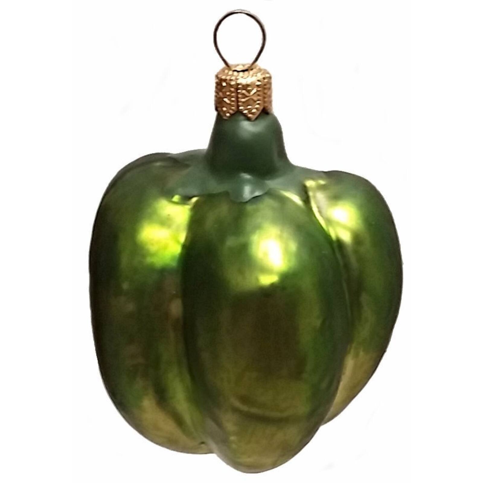 Left. Pinnacle Peak Trading - Pinnacle Peak Trading Half of a Green Bell Pepper Polish Glass Christmas Ornament Set of 2 - Green.