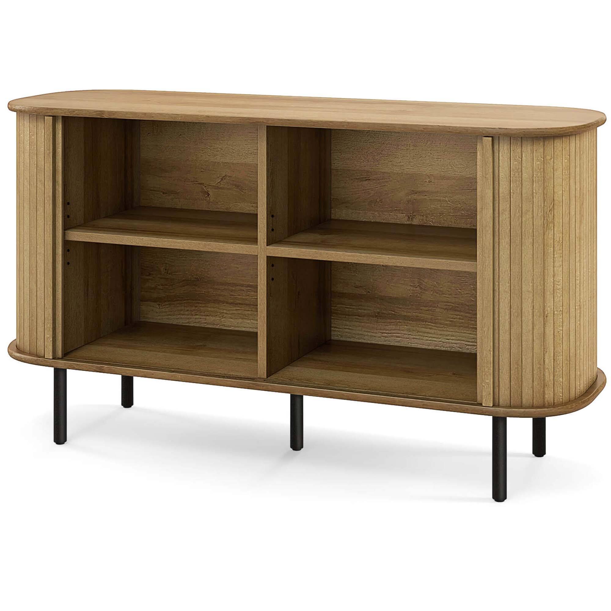 Alt View 1. Costway - 47" Sideboard Buffet Cabinet with Sliding Tambour Doors Adjustable Shelves - Oak, Black.