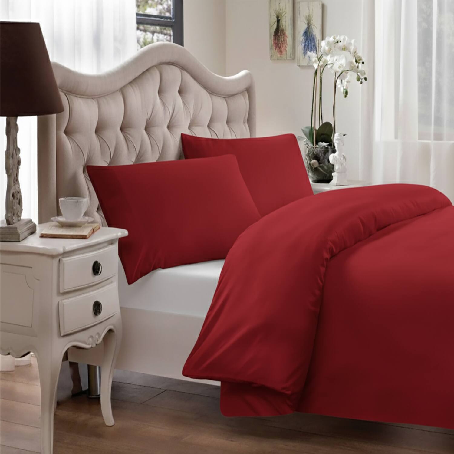 Alt View 1. Home Collection - Brielle Home 100% Premium 250 TC Modal Bedding Collection Sateen Duvet Cover 68" x 86" and One 20" x 26" Sham Twin Red - Red.