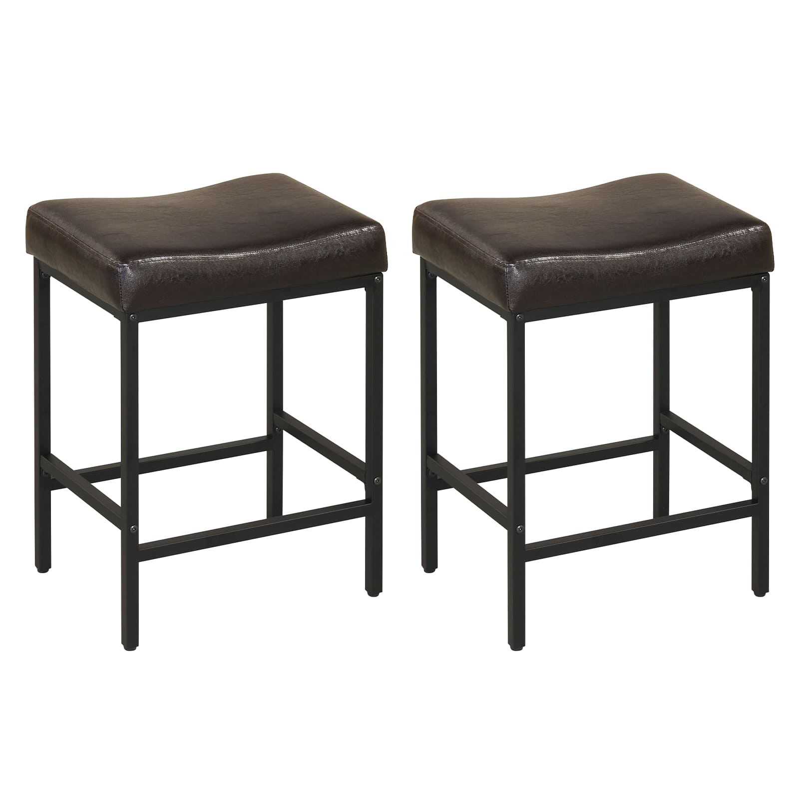 Gymax - Bar Stools Set of 2 Bar Chairs for Kitchen Island Backless Modern Barstools - Brown