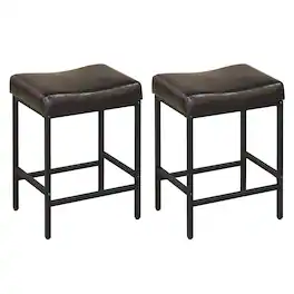 Gymax - Bar Stools Set of 2 Bar Chairs for Kitchen Island Backless Modern Barstools - Brown