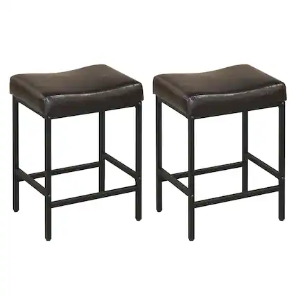 Front. Gymax - Gymax Bar Stools Set of 2 Bar Chairs for Kitchen Island Backless Modern Barstools - Brown.
