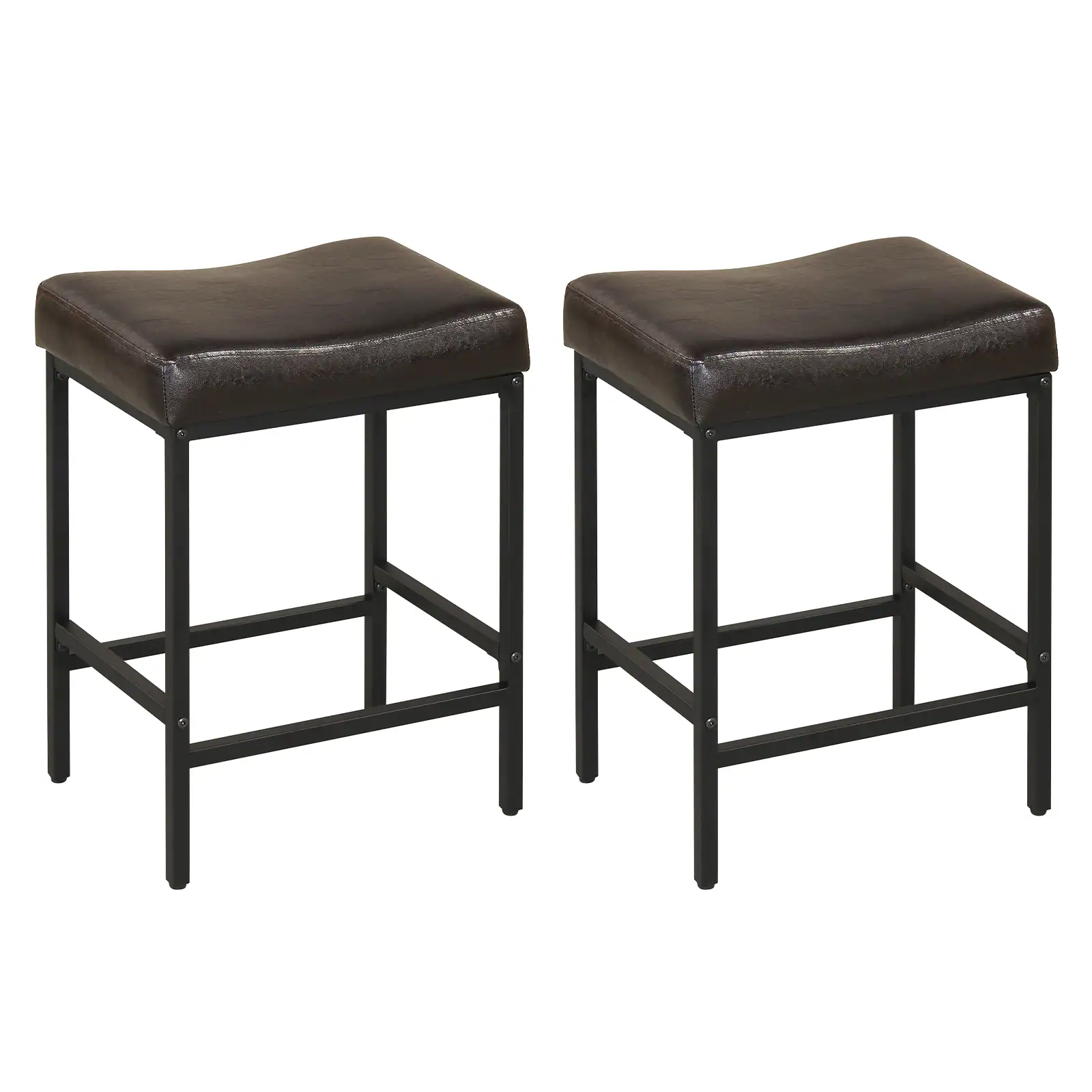 Front. Gymax - Gymax Bar Stools Set of 2 Bar Chairs for Kitchen Island Backless Modern Barstools - Brown.