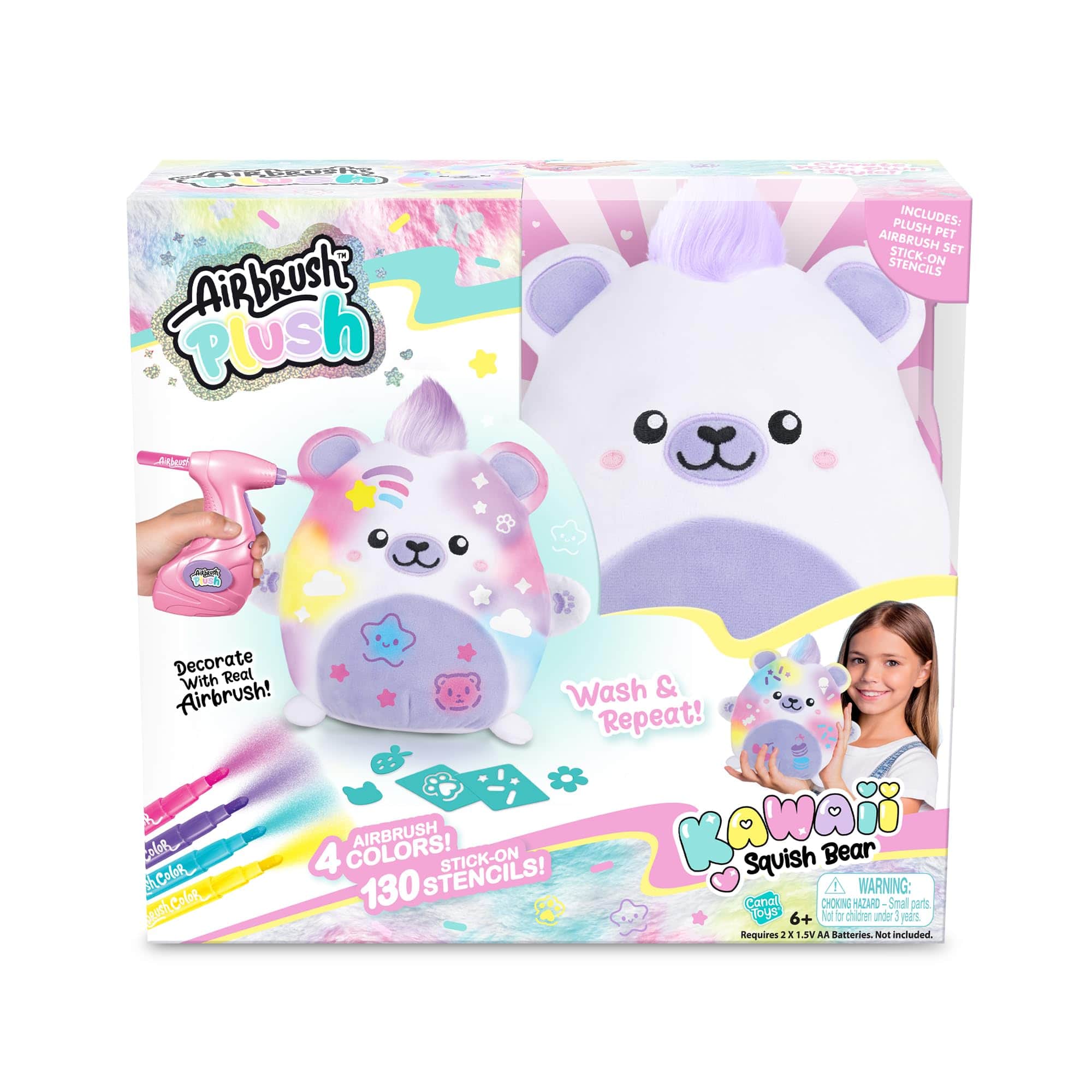 Canal Toys - Airbrush Plush Kawaii Bear – DIY Squishy Plush Decorating Kit