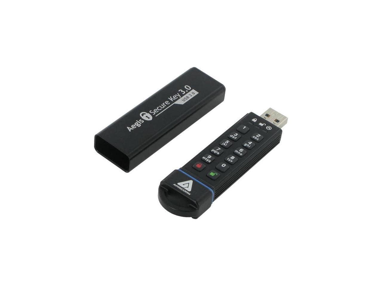 Apricorn - Aegis Secure Key 3.0 30GB - USB 3.0 Flash Drive - 256-bit AES (ASK3-30GB) - Black
