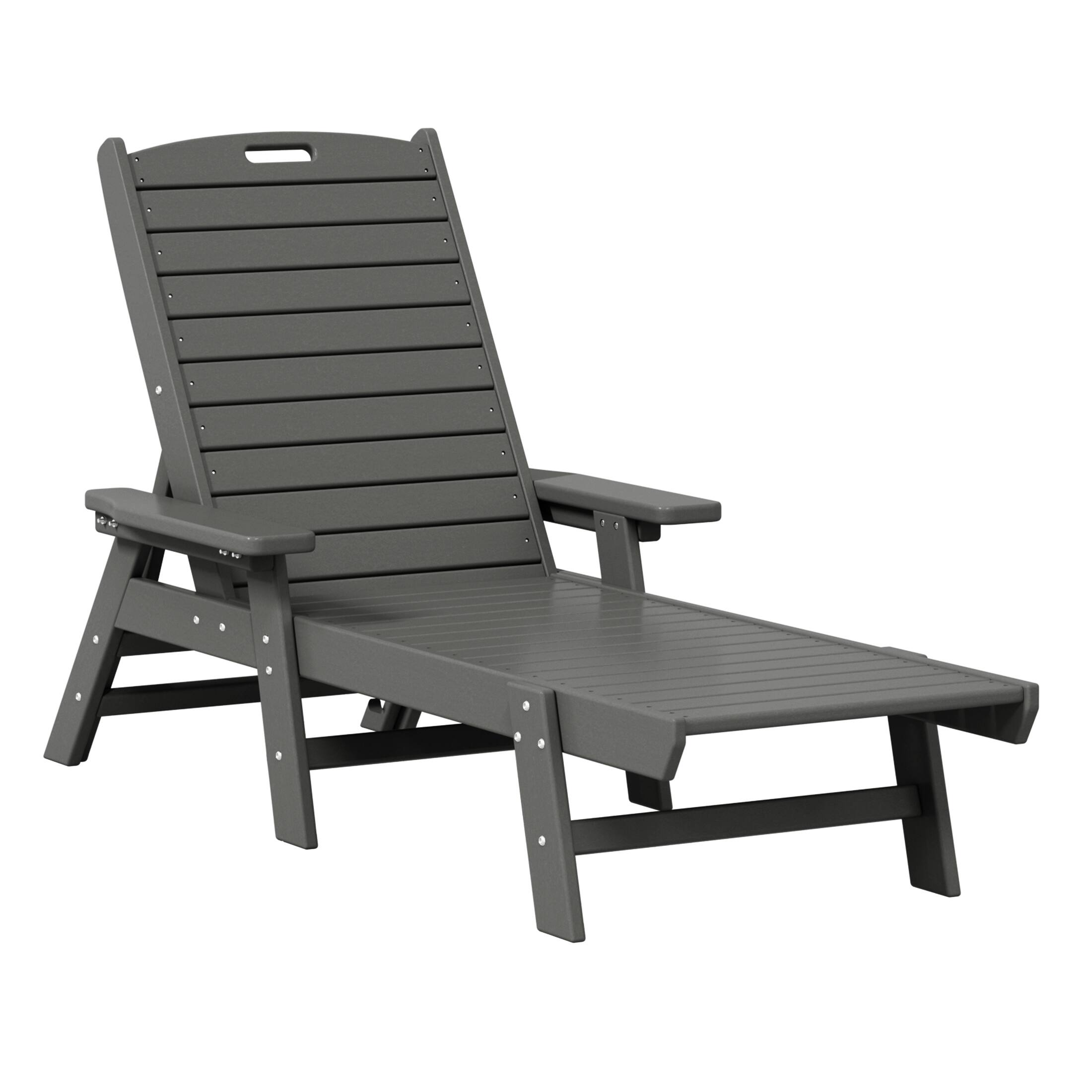 Left. WestinTrends - WestinTrends Malibu 3 piece Set Poly Adirondack Outdoor Chaise Lounges with Side Table - Gray.