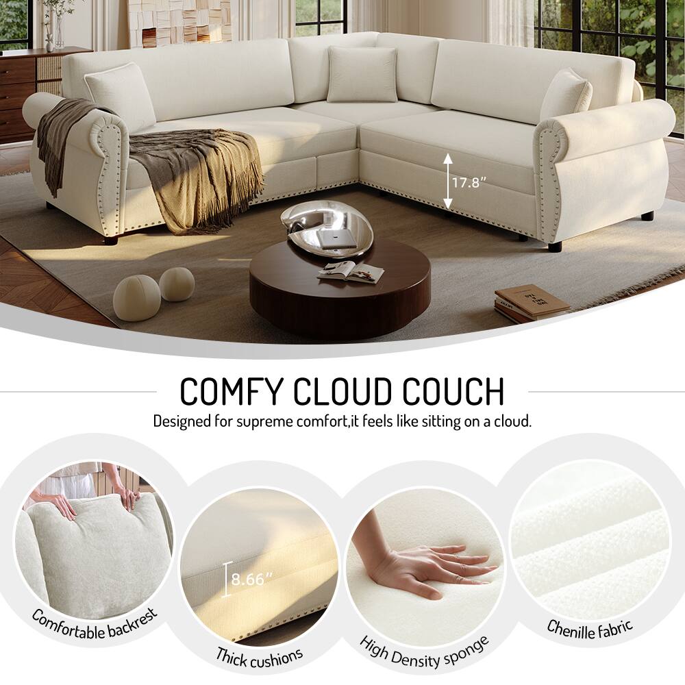 17.8"  
SWI,  
COMFY CLOUD COUCH  
Designed for supreme comfort, it feels like sitting on a cloud.  
Comfortable backrest  
8.66" Thick cushions  
High Density sponge  
Chenille fabric
