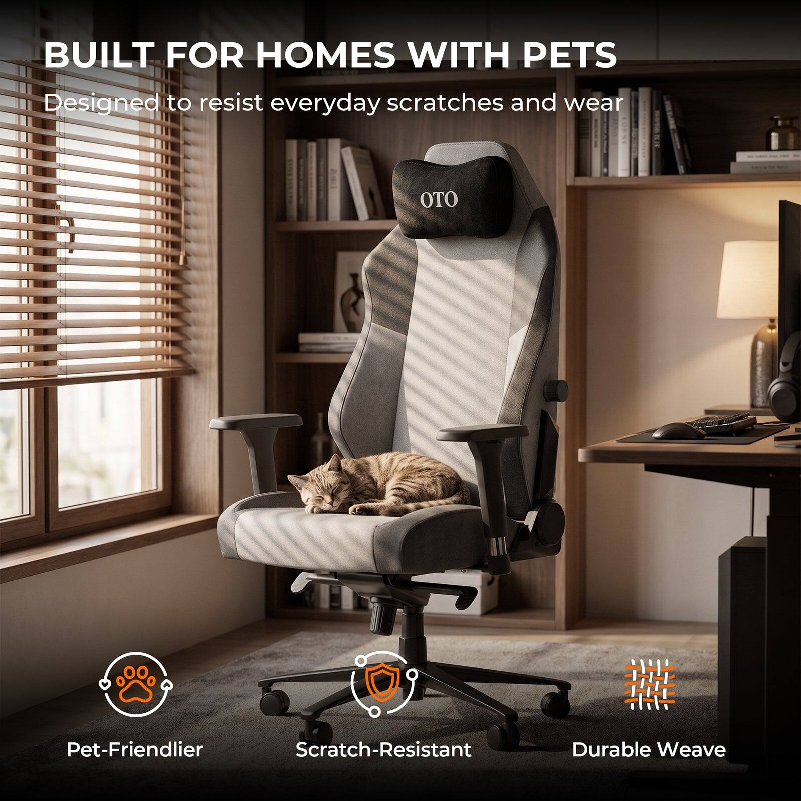 BUILT FOR HOMES WITH PETS  
Designed to resist everyday scratches and wear  

OTO  

Pet-Friendlier  
Scratch-Resistant  
Durable Weave