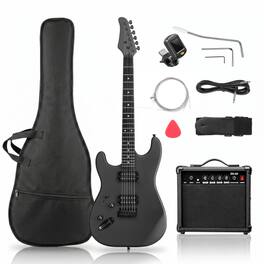 Winado - 39 Inch H-H Pickup Electric Guitars Kit Left-Handed Electric Guitar, Full Size Solid Body Guitars With 20W AMP - Black