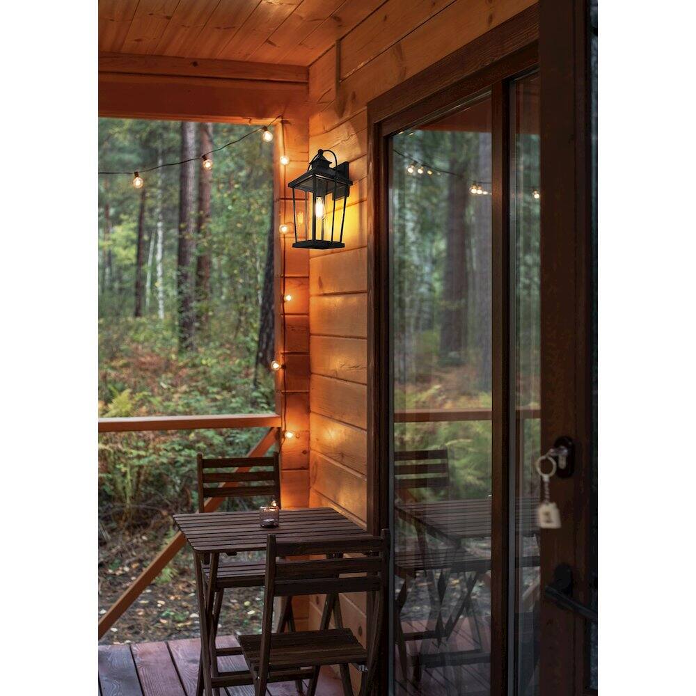 Alt View 4. Elegant Lighting - Luz 20 inch Outdoor Wall sconce in Black - Black And Clear.