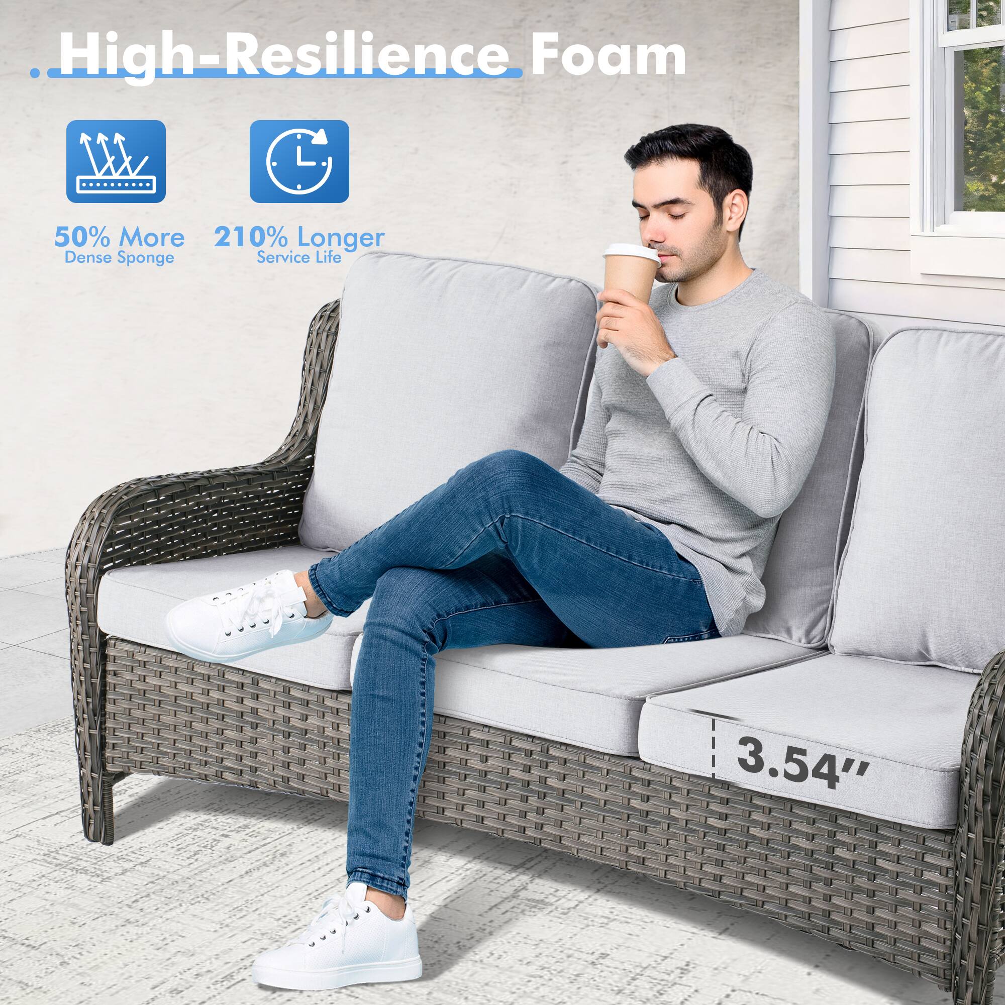 High-Resilience Foam

50% More Dense Sponge

210% Longer Service Life

3.54"