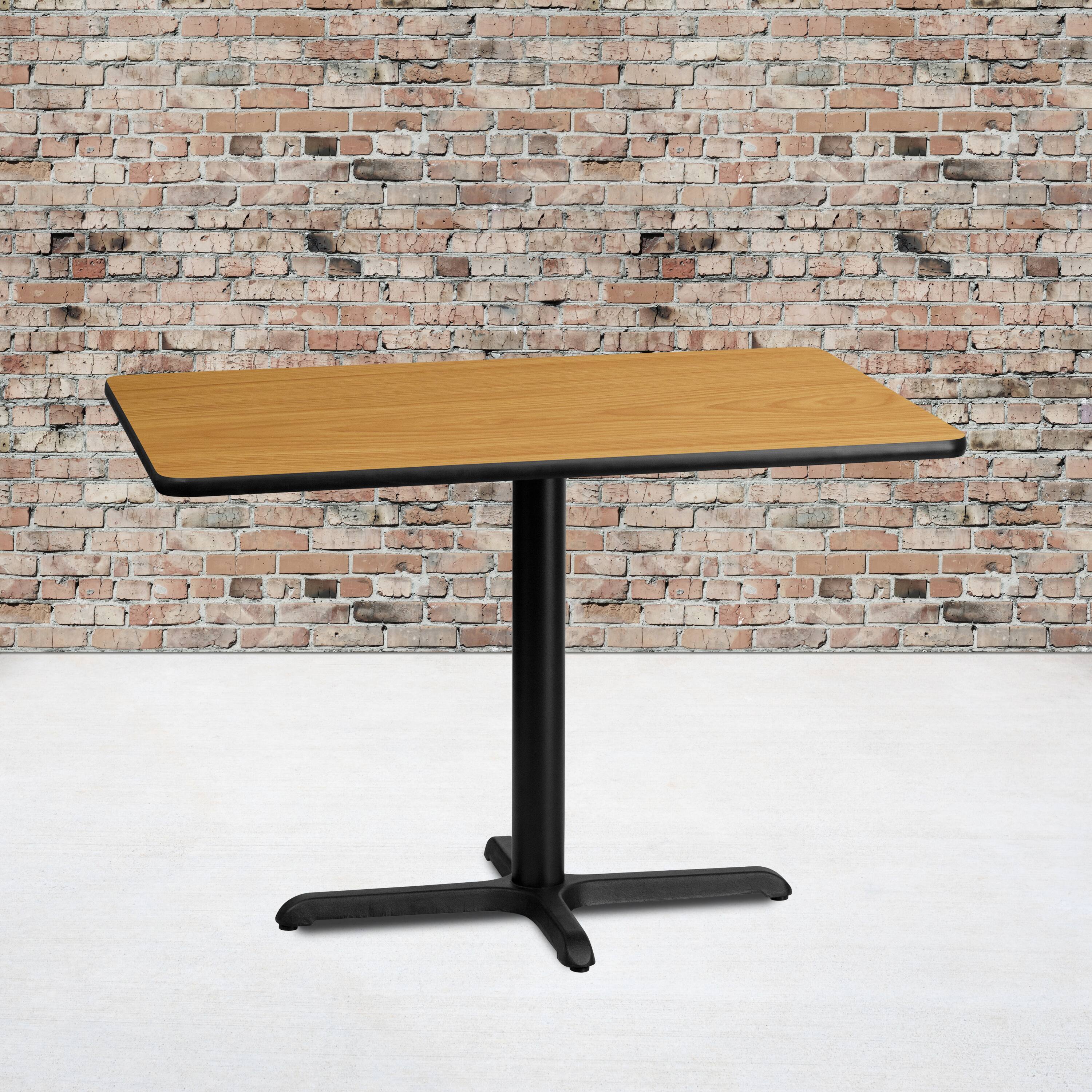 Angle. Flash Furniture - Graniss 30'' x 42'' Rectangular Natural Laminate Table Top with 23.5'' x 29.5'' Table Height Base - Natural.