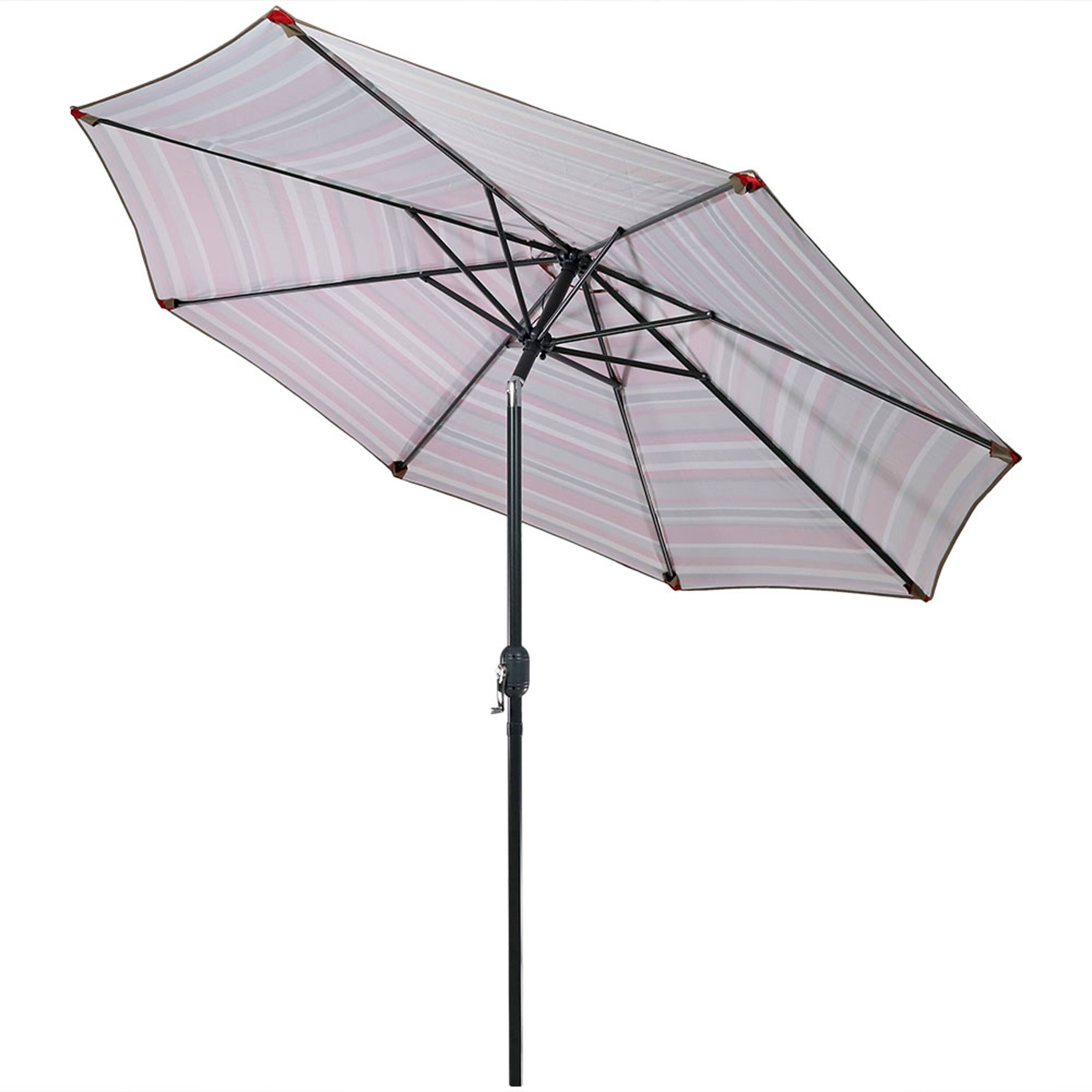 Alt View 9. Sunnydaze - 9 ft Aluminum Patio Umbrella with Tilt and Crank - Awning Stripe.