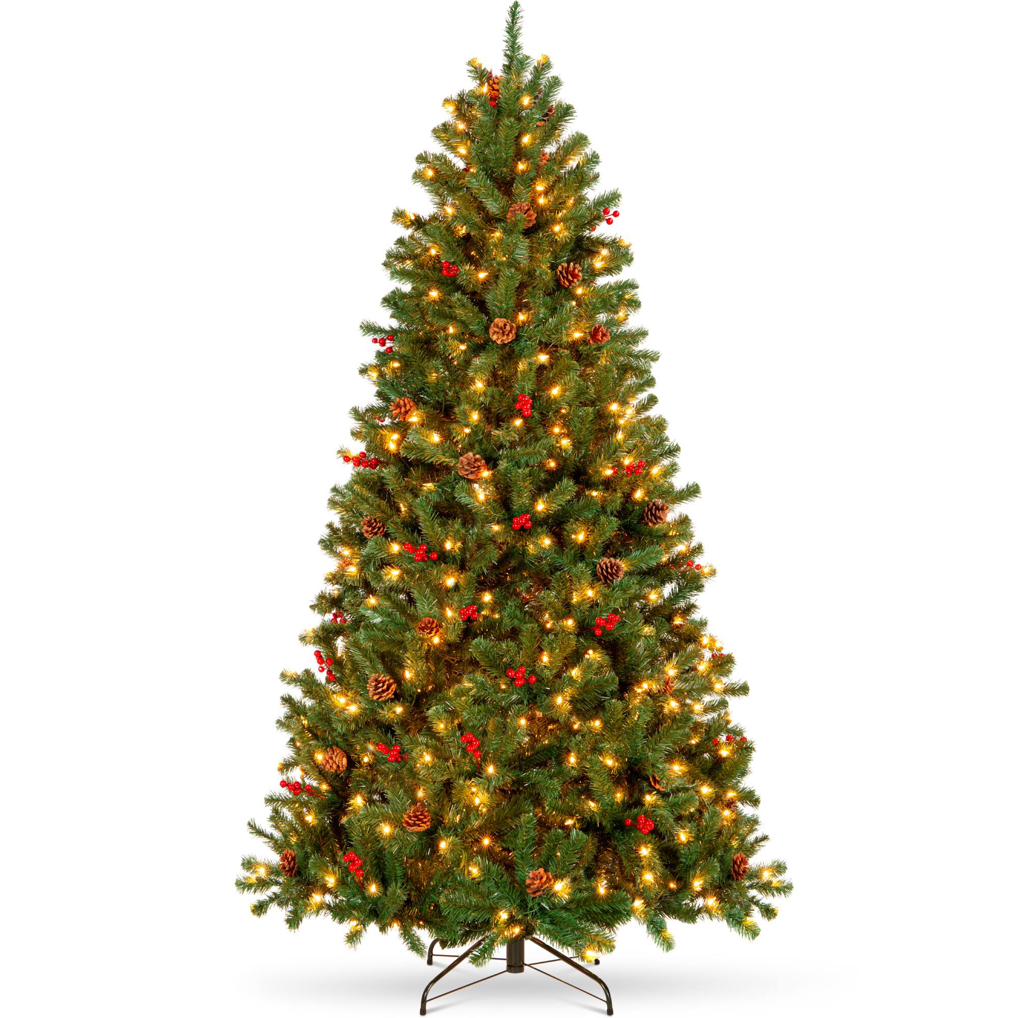 Front. Best Choice Products - Best Choice Products 4.5ft Pre-Lit Pre-Decorated Holiday Spruce Christmas Pine Tree w/ 398 Tips, 150Lights, Metal Base - Green Spruce.