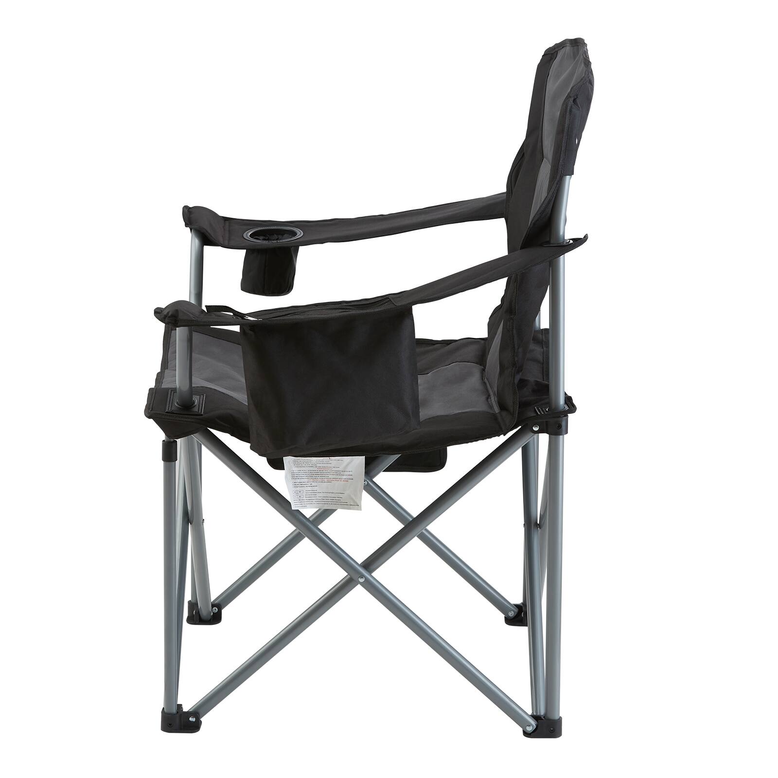 Alt View 5. VEVOR - Camping Folding Chair for Adults, Portable Heavy Duty Outdoor Quad Lumbar Back Padded Arm Chairs with Side Pockets - Black;Grey.