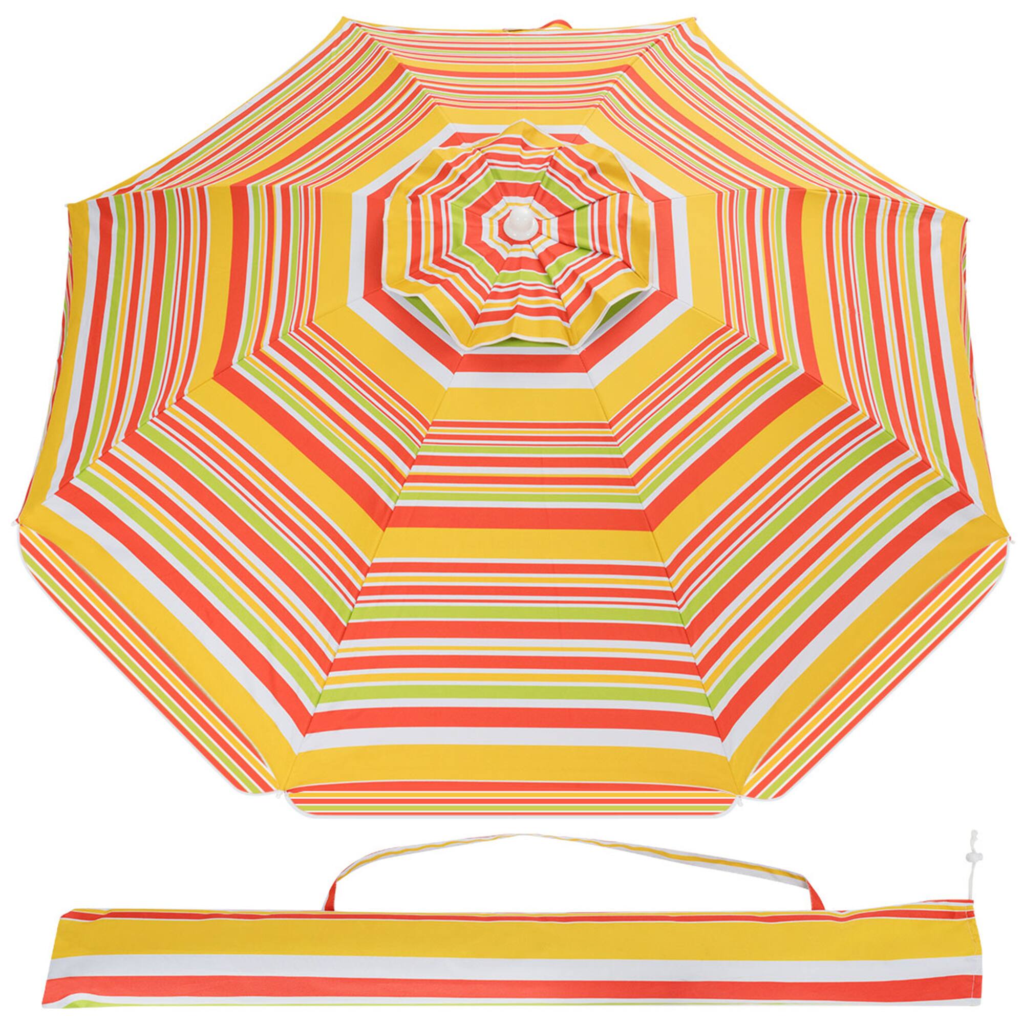 Alt View 5. Gymax - Gymax 6.5Ft Beach Umbrella w/ Tilt Mechanism Sand Anchor Carrying Bag Yellow + Orange - Yellow + Orange.