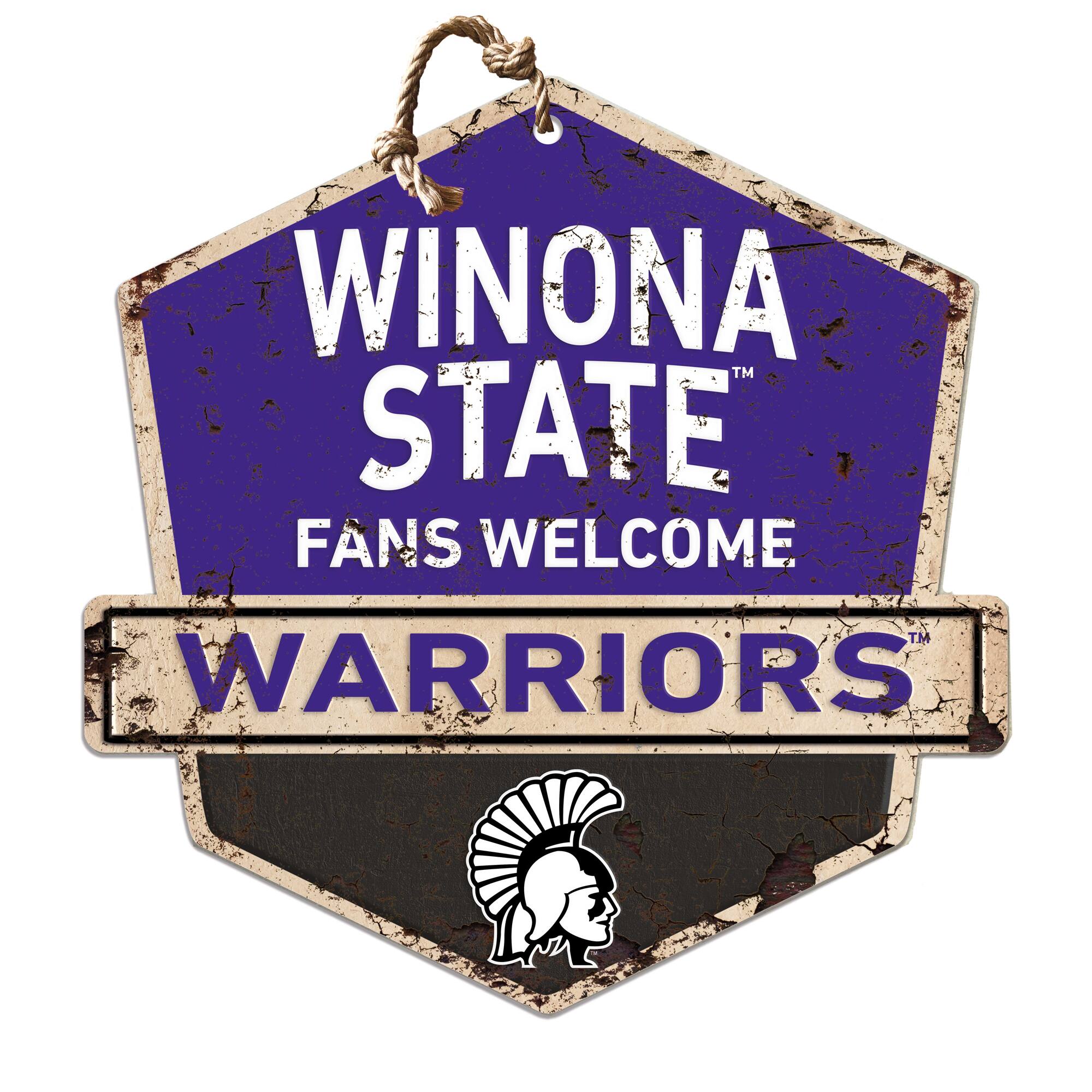 Winona State Warriors 20" x 20" Fans Welcome Badge Sign