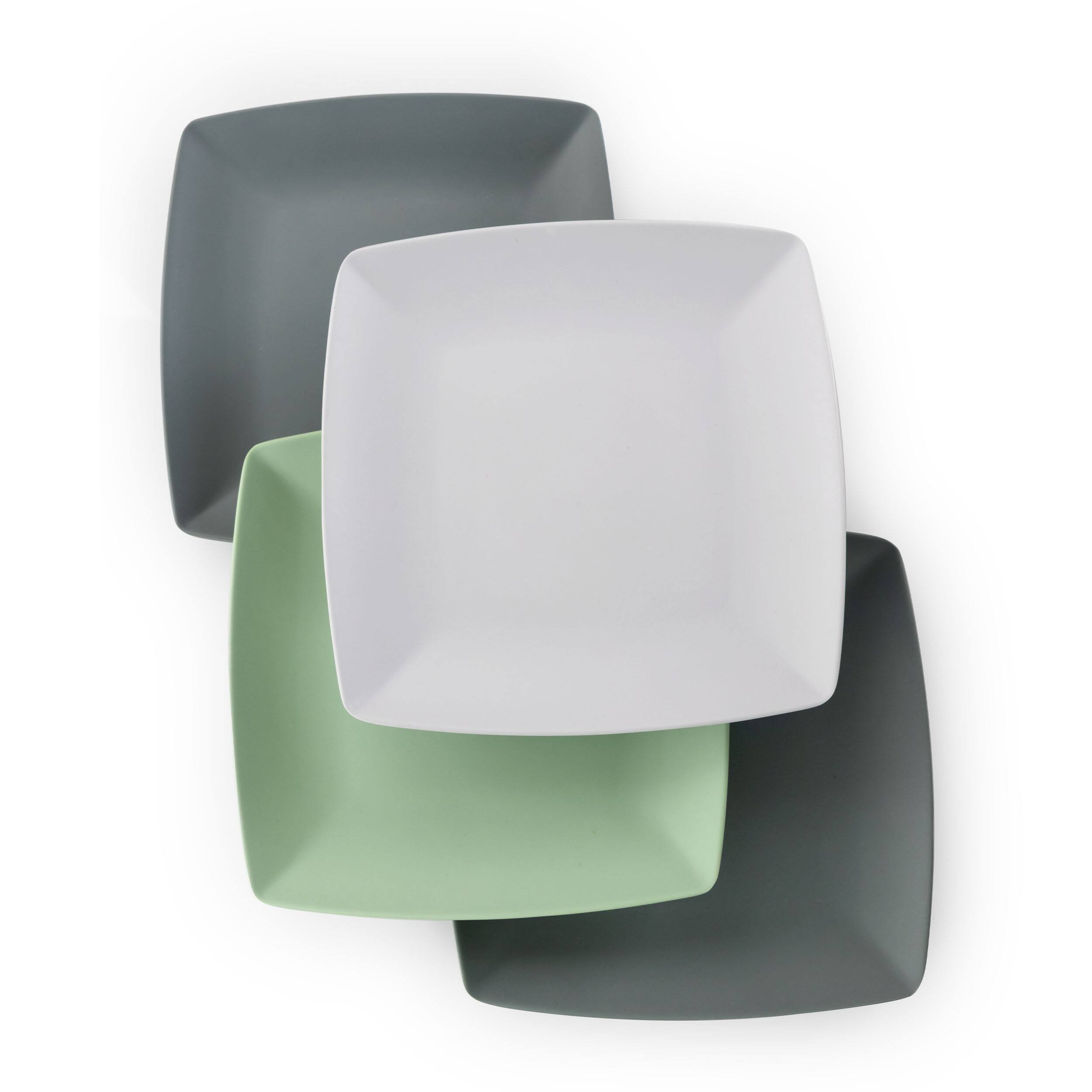 Alt View 3. Gibson - Gibson Home Grayson 4 Piece 8.5 Inch Square Melamine Dessert Plate Set in Assorted Colors - Assorted.