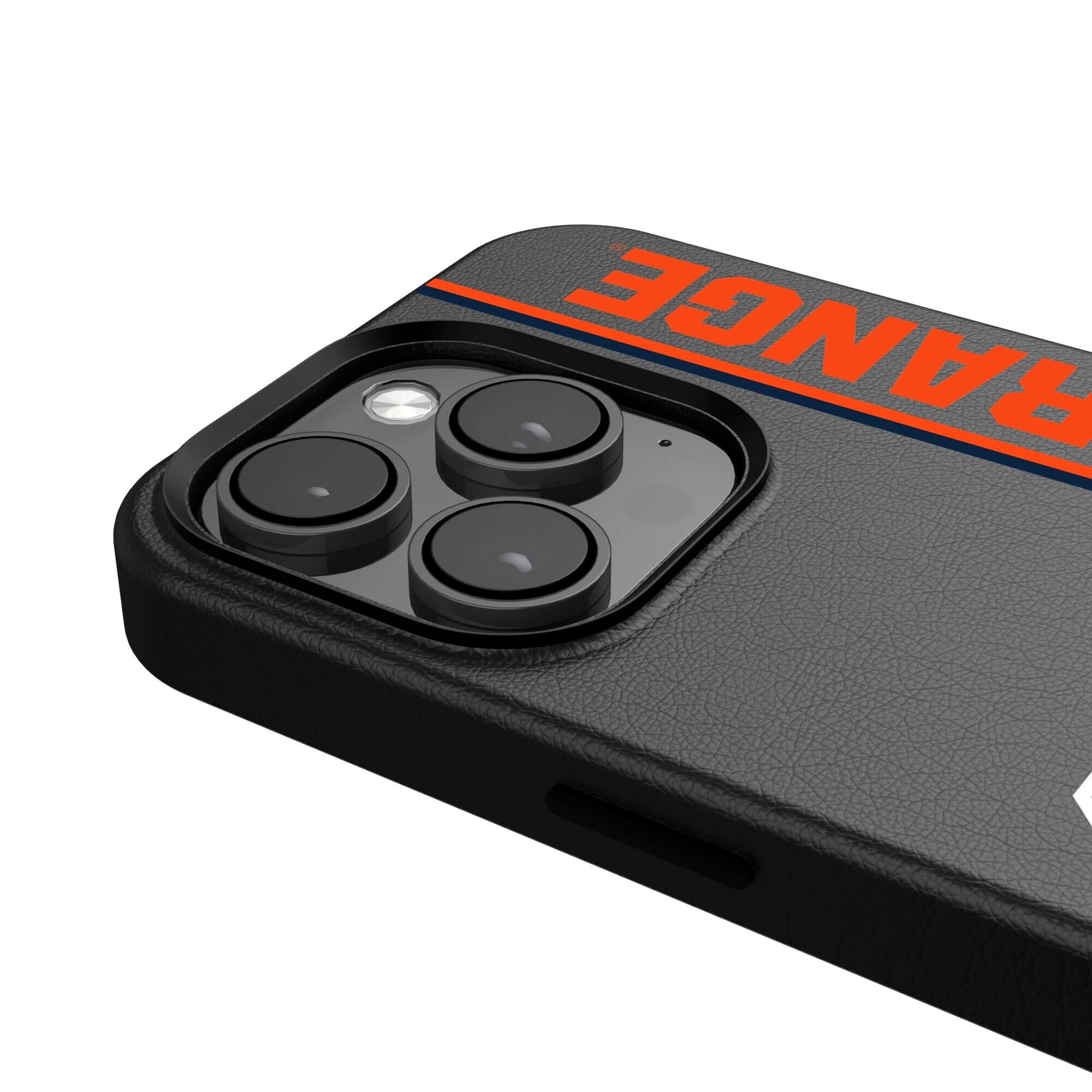 Alt View 3. Keyscaper - Syracuse Orange iPhone Magnetic Bump Case - 16 Pro Max - Black.