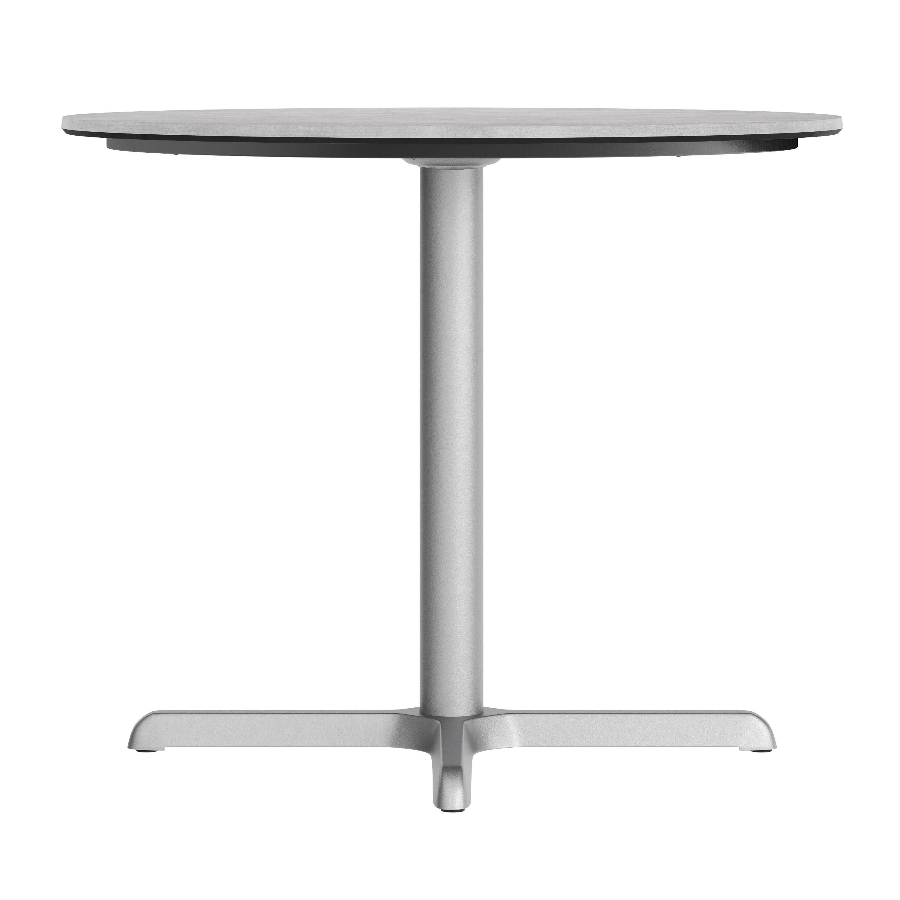 Alt View 7. Emma + Oliver - PureShield Indoor Outdoor Tabletop with Seam-Free Surface Innovation and Cast Iron Bistro Table Base - Gray Faux Concrete/Silver Base.