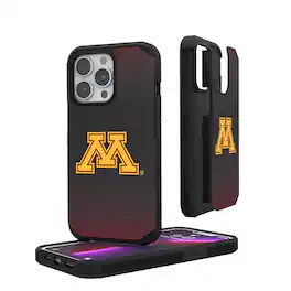 Keyscaper - NCAA - Minnesota Golden Gophers Linen Logo iPhone Rugged Case - 14 - Black