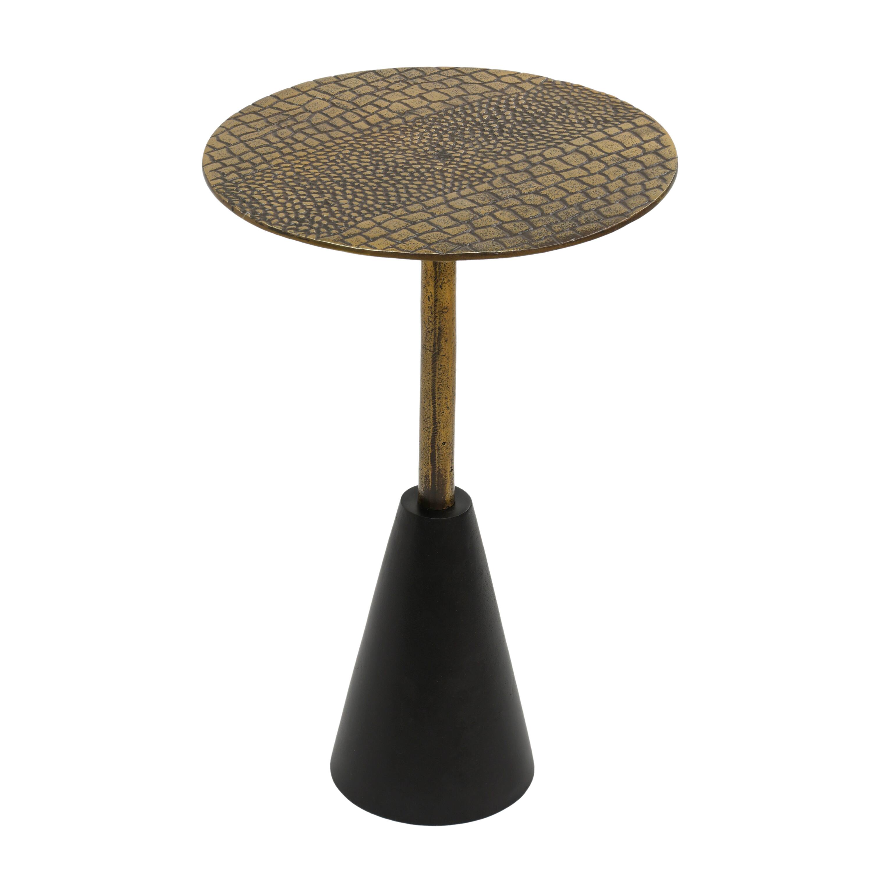 Angle. Manhattan Lane - Zavra 21.5" Side End Drink Table | Aluminum Cast Craftmanship - Antique Brass, Black.